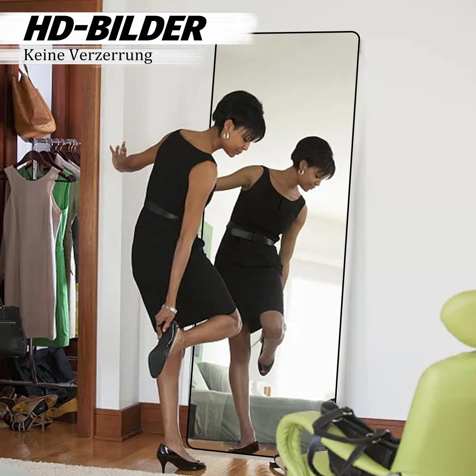Kapler Arc Miroir sur pied 160 x 53 cm noir inclinable décoration salon
