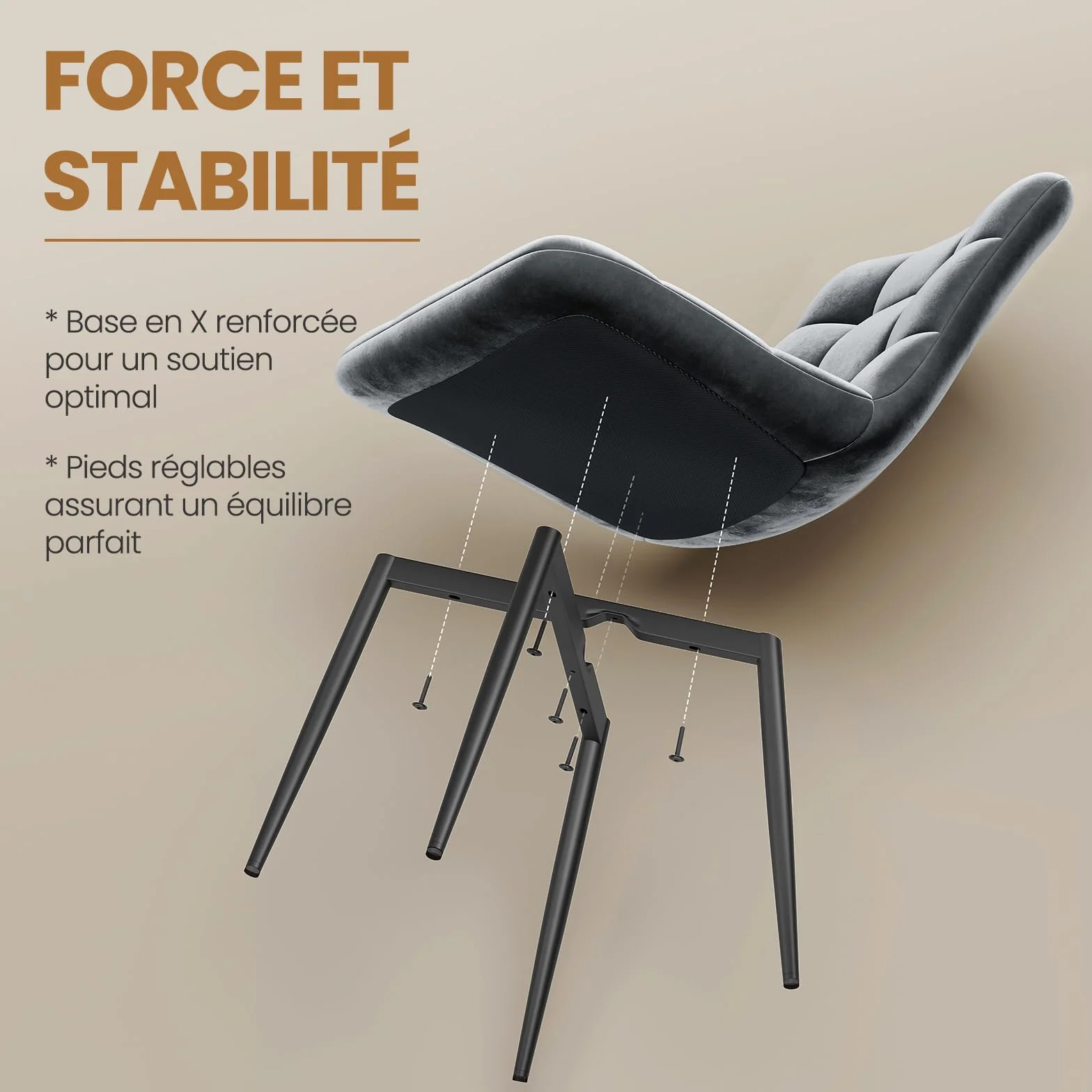 INRE Chaises de Salle à Manger Lot de 4 Gris Foncé