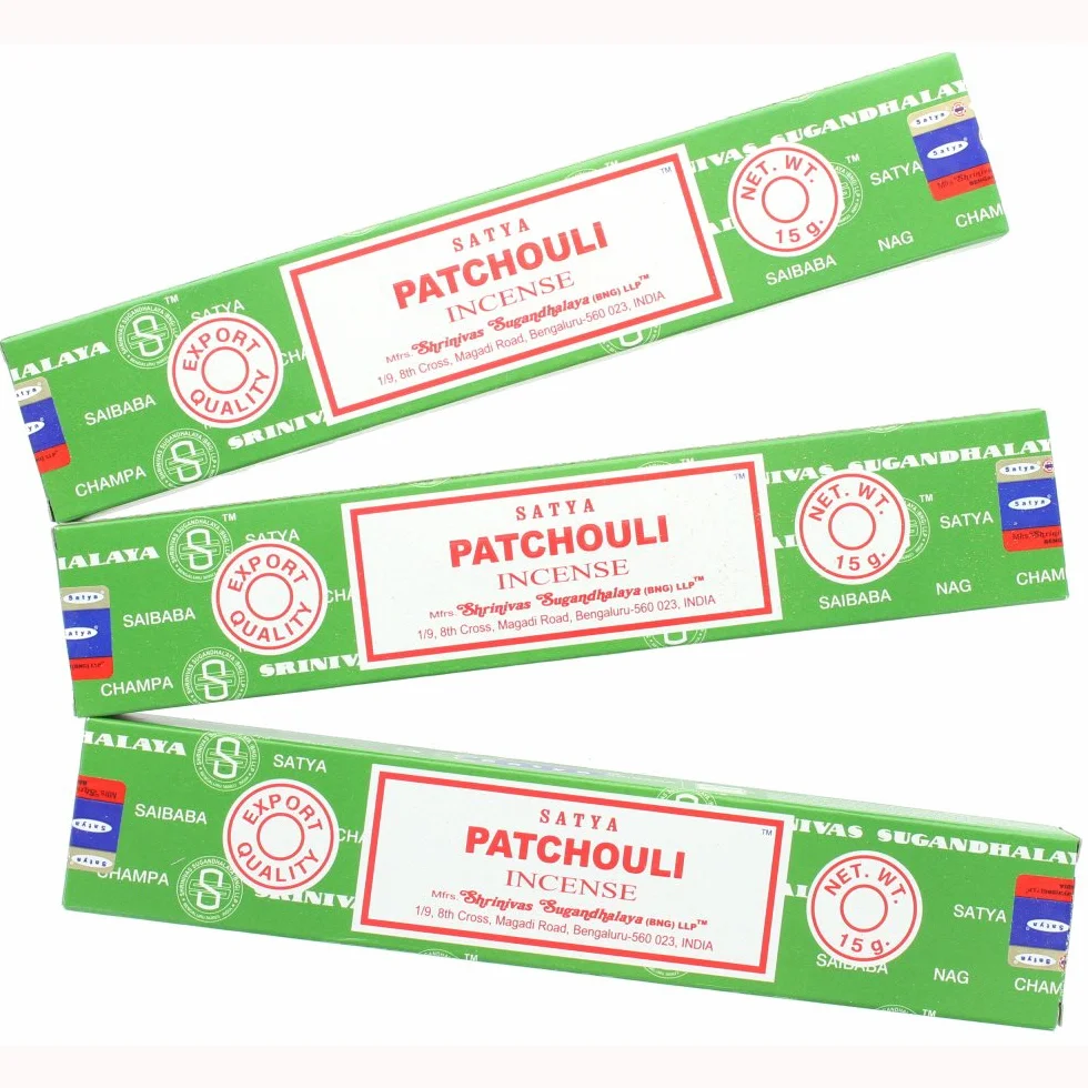Satya Nag Champa Patchouli Bâtonnets d'Encens Lot de 3 Paquets