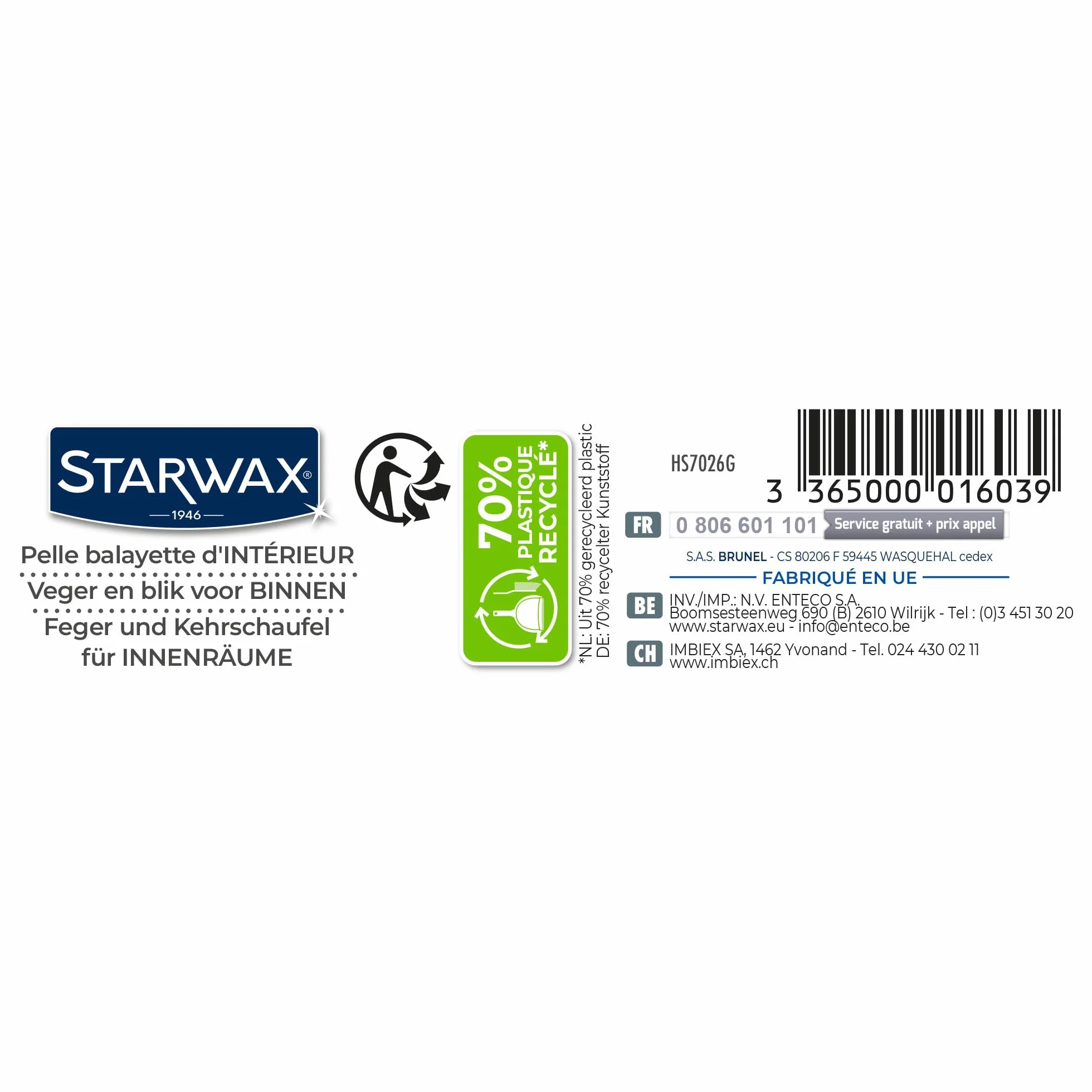 STARWAX combiné Pelle-balayette 33cm Bords crantés Fibres fleurées
