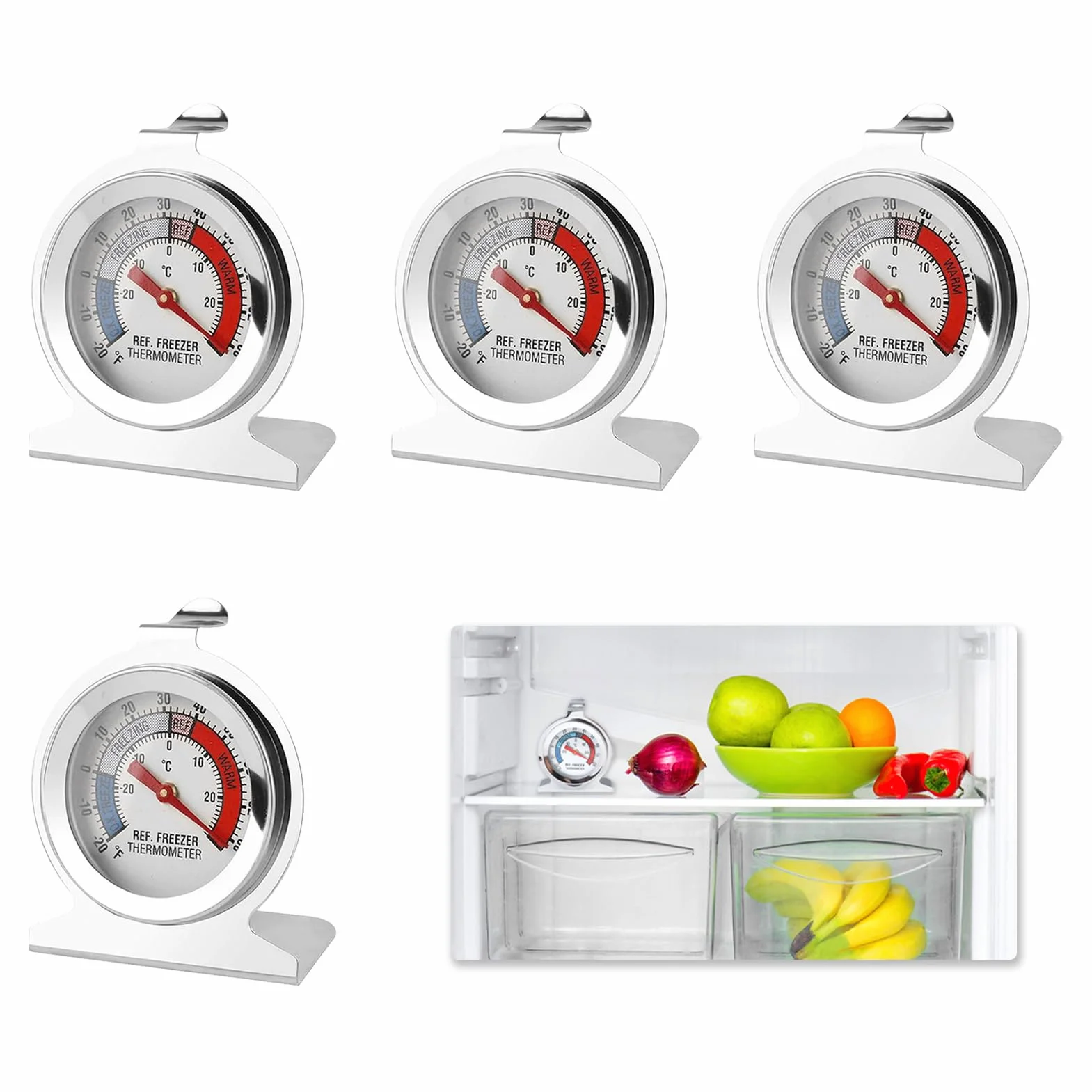 Thermomètre Congélateur Acier Inoxydable -30°C à 30°C / -20°F à 80°F