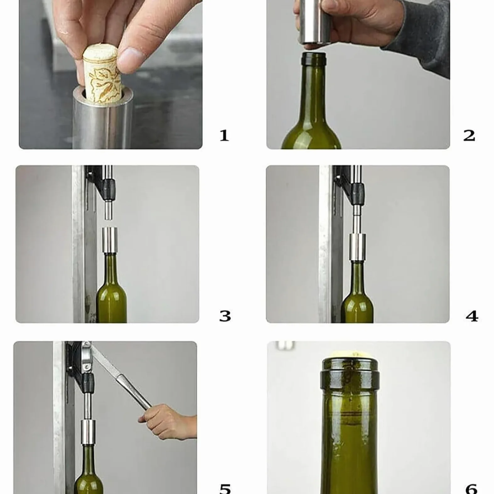 Bouchon de bouteille de vin manuel en acier inoxydable, 300 bouteilles par heure, hauteur réglable, pour usage domestique et commercial