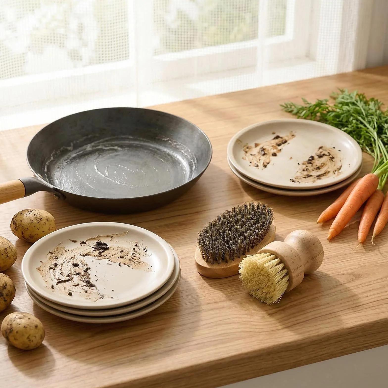 Lot de 2 brosses à légumes en Bois Ergonomique pour Nettoyer Légumes