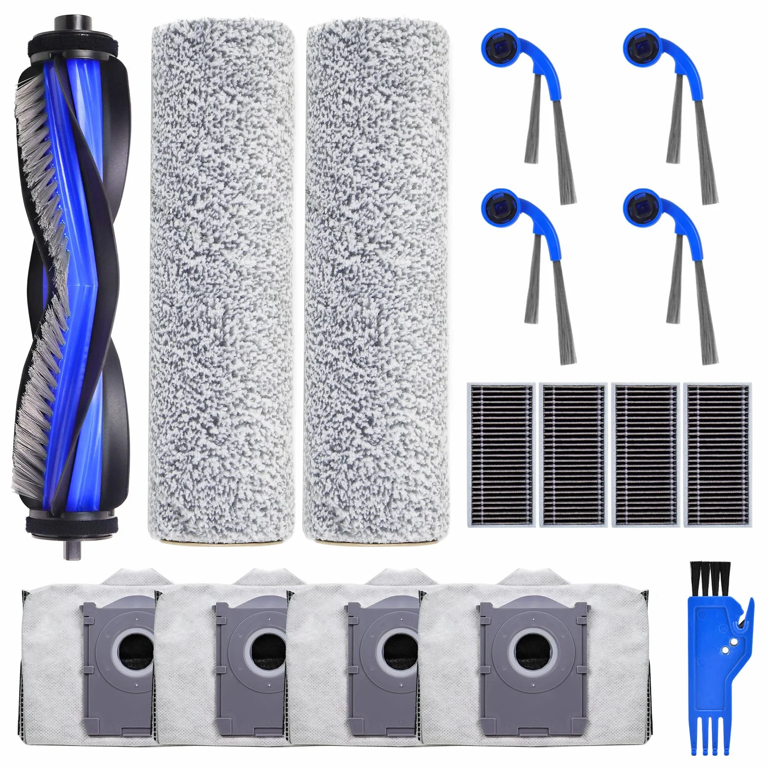 ECOVACS DEEBOT T80 OMNI Pièces de Rechange Robot Aspirateur, 1 Brosse Principale, 4 Filtres, 4 Brosses Latérales, 2 Rouleaux, 4 Sacs à Poussière