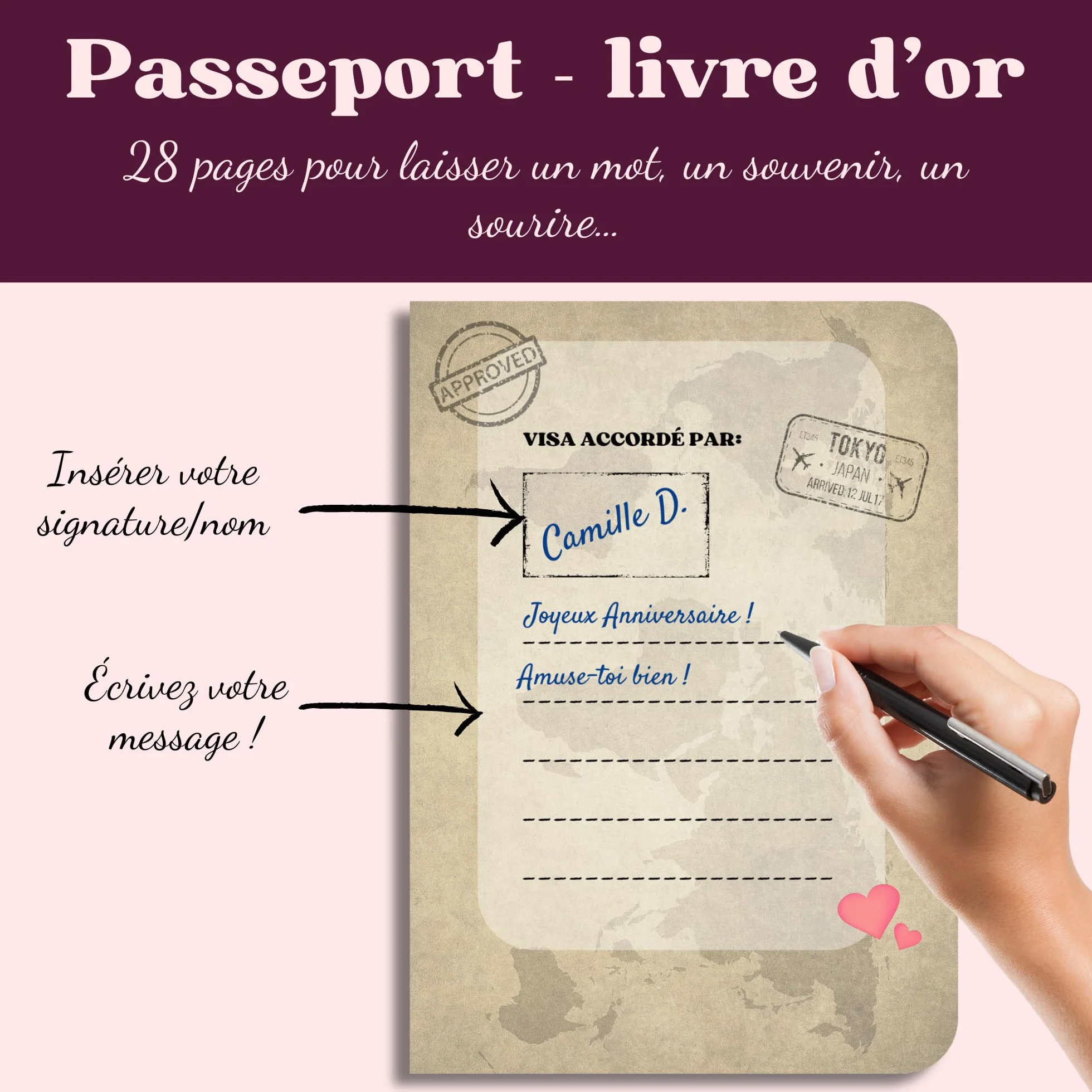 Urne Voyage Valise 30x20x10 cm avec Livre d’Or Passeport pour Mariage Décoration Thème Voyage