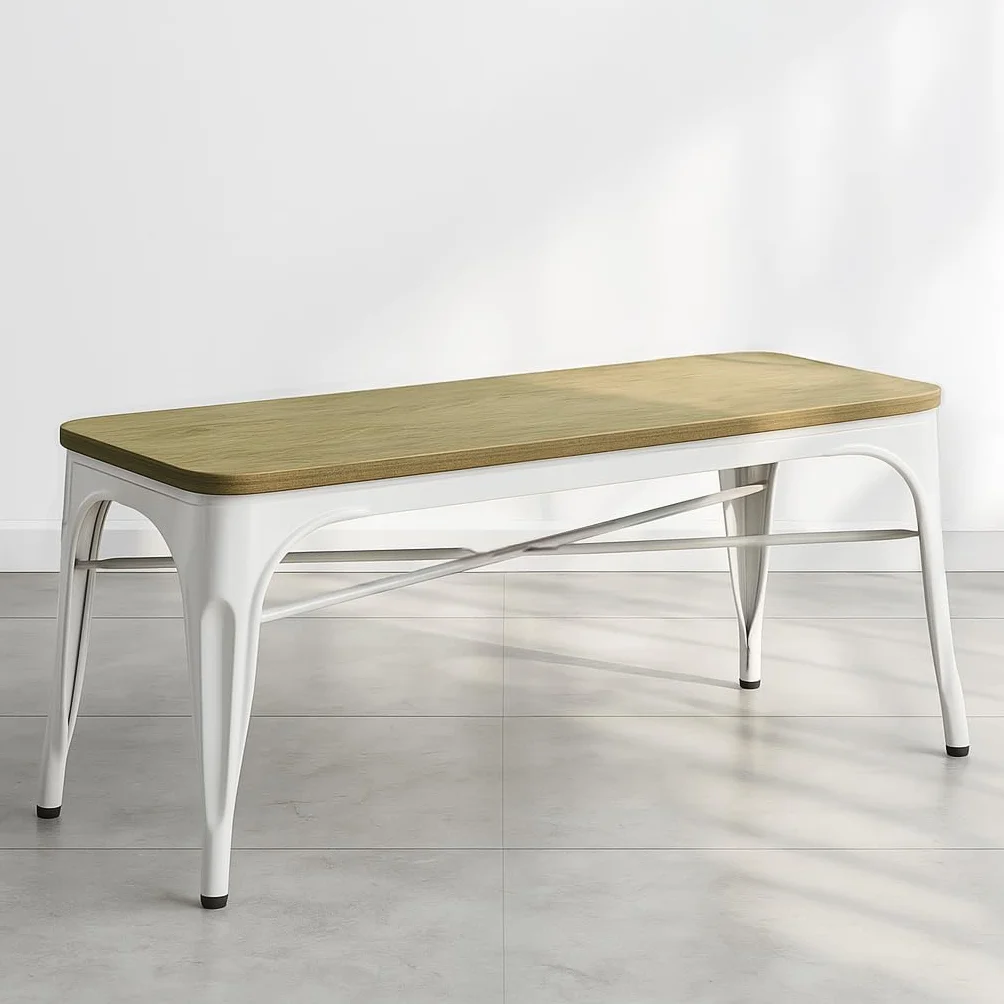 Stylix Industrial Style Banc Bois et Métal Vert Pastel