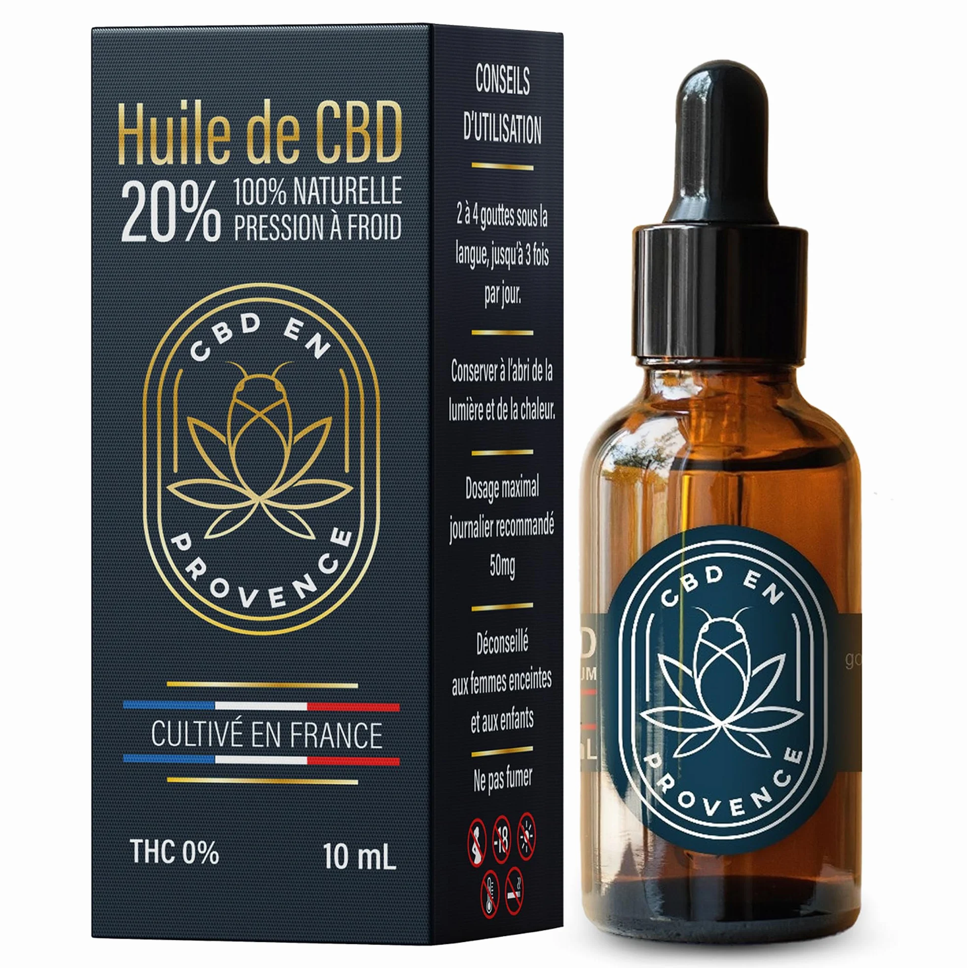 Huile Premium 20% Pressée à Froid 10ml Fabriqué en France