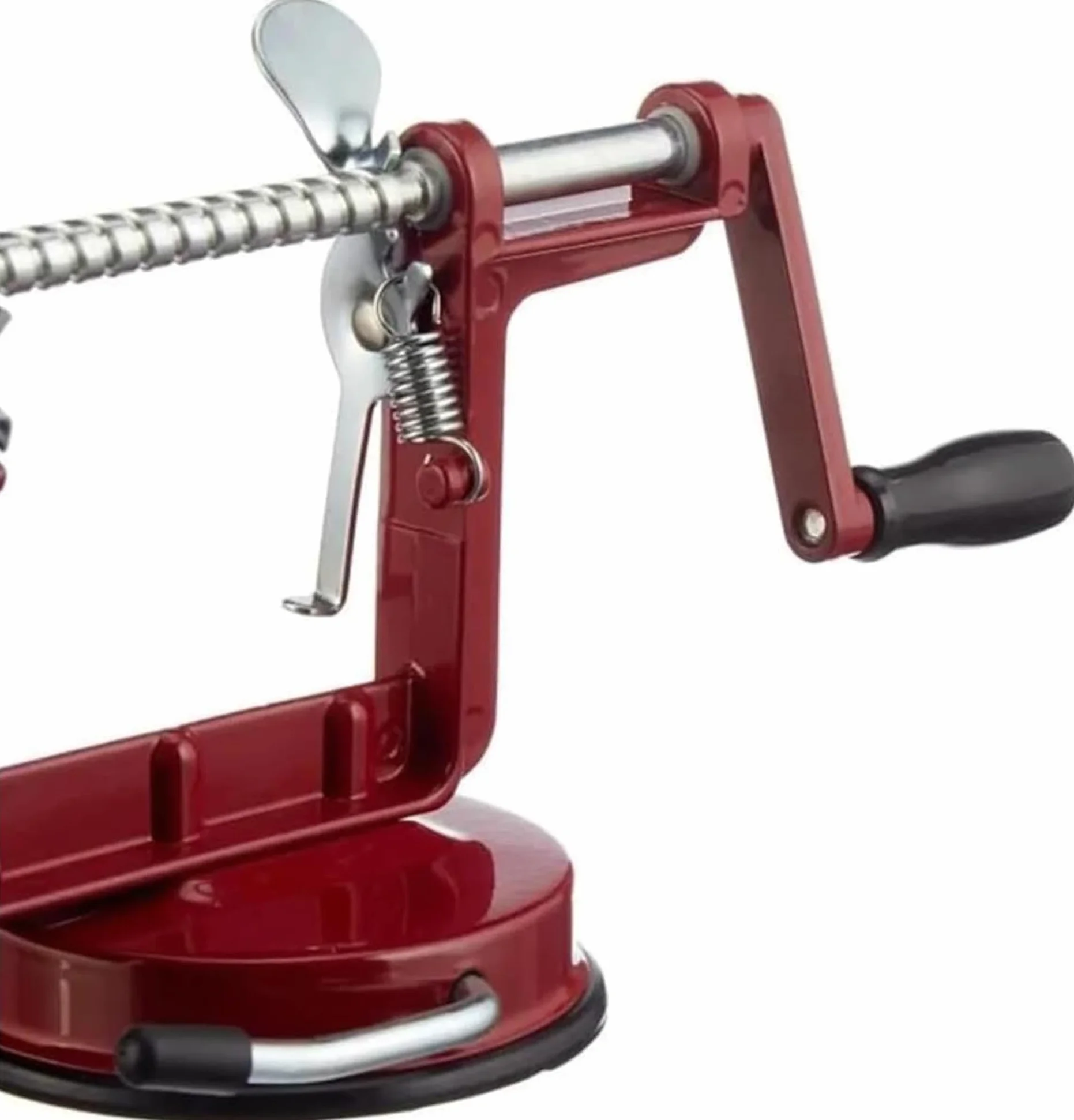 Éplucheur de pommes en métal Baumalu Rouge-Vin 25,5 x 15 x 11 cm avec ventouse