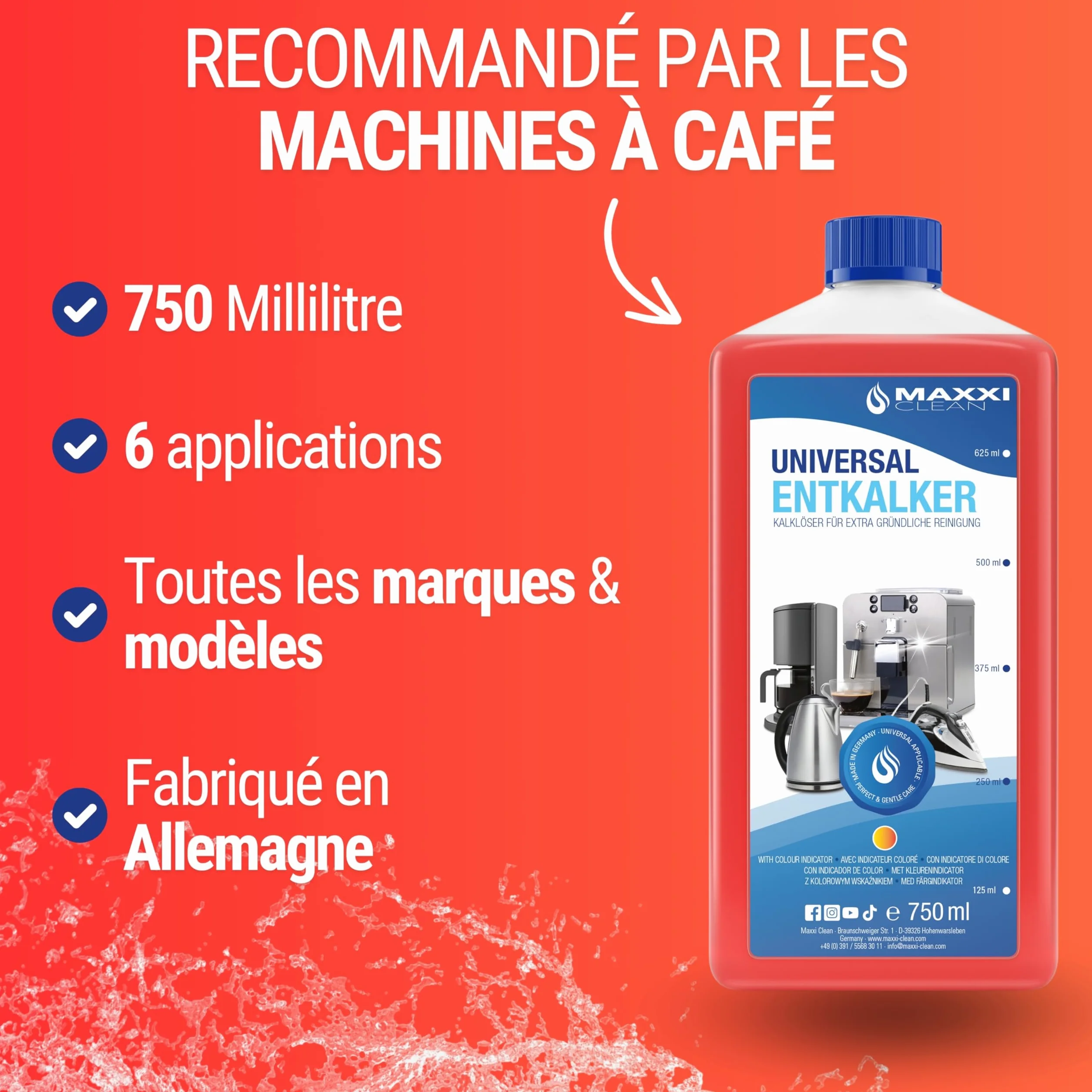 Maxxi Clean Détartrant universel pour machines à café 2x 750 ml