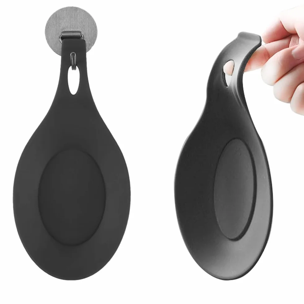 Repose cuillère en Silicone Multifonction Cuisine Noir