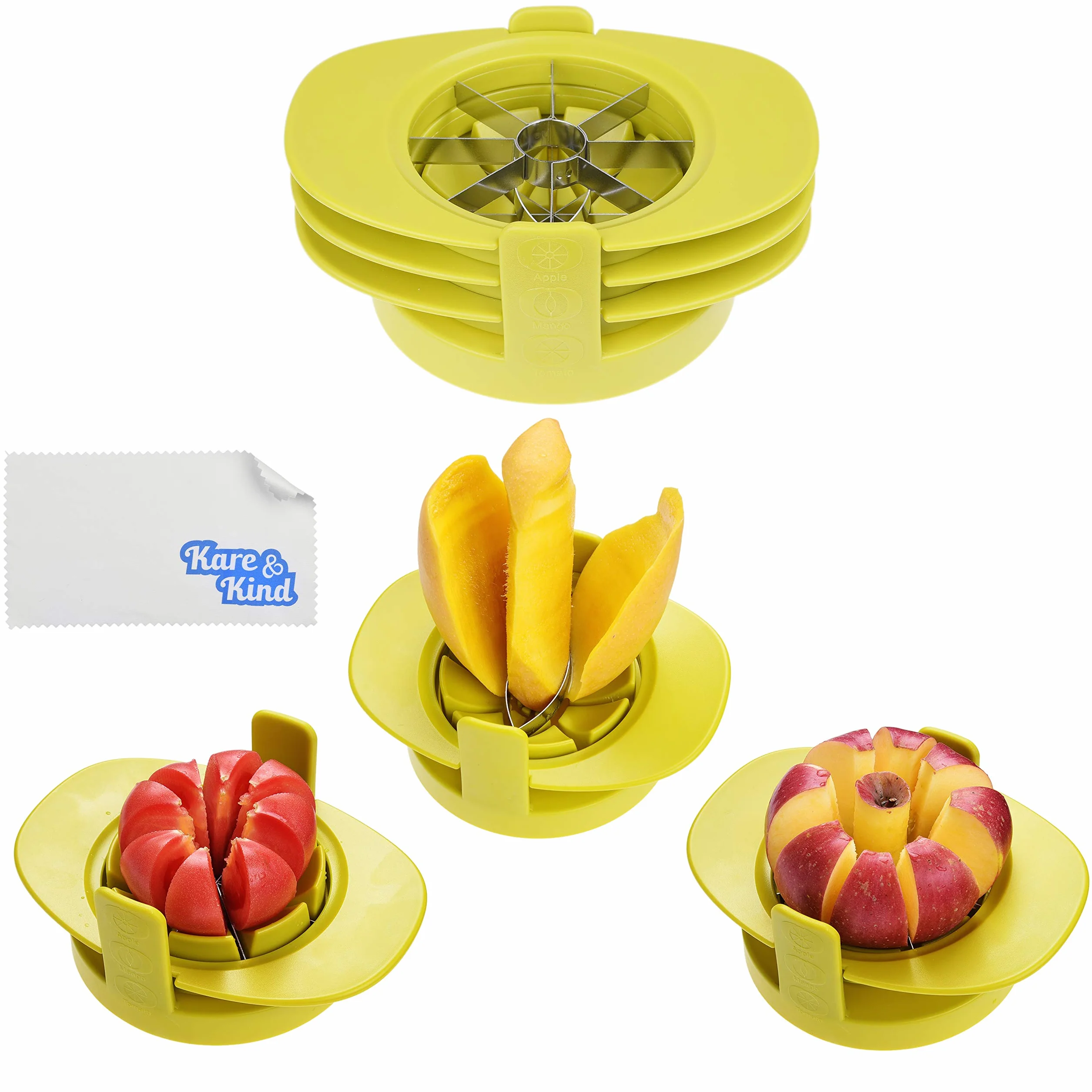 Lot de 3 Découpeurs Fruits et Légumes Kare & Kind – Coupe-Pomme, Coupe-Tomate, Coupe-Mangue
