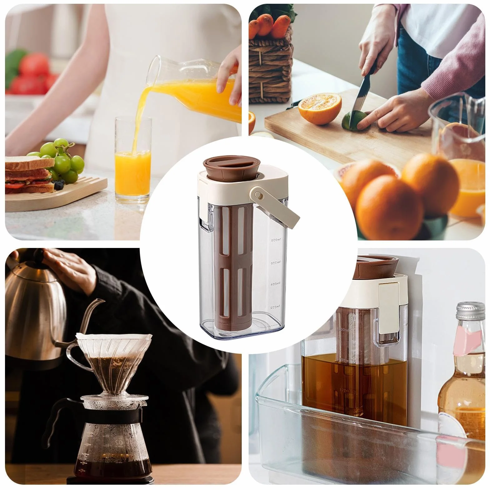 Pichet À Thé Glacé Limonade Transparent 1L Anti-Fuites Stockage Boissons