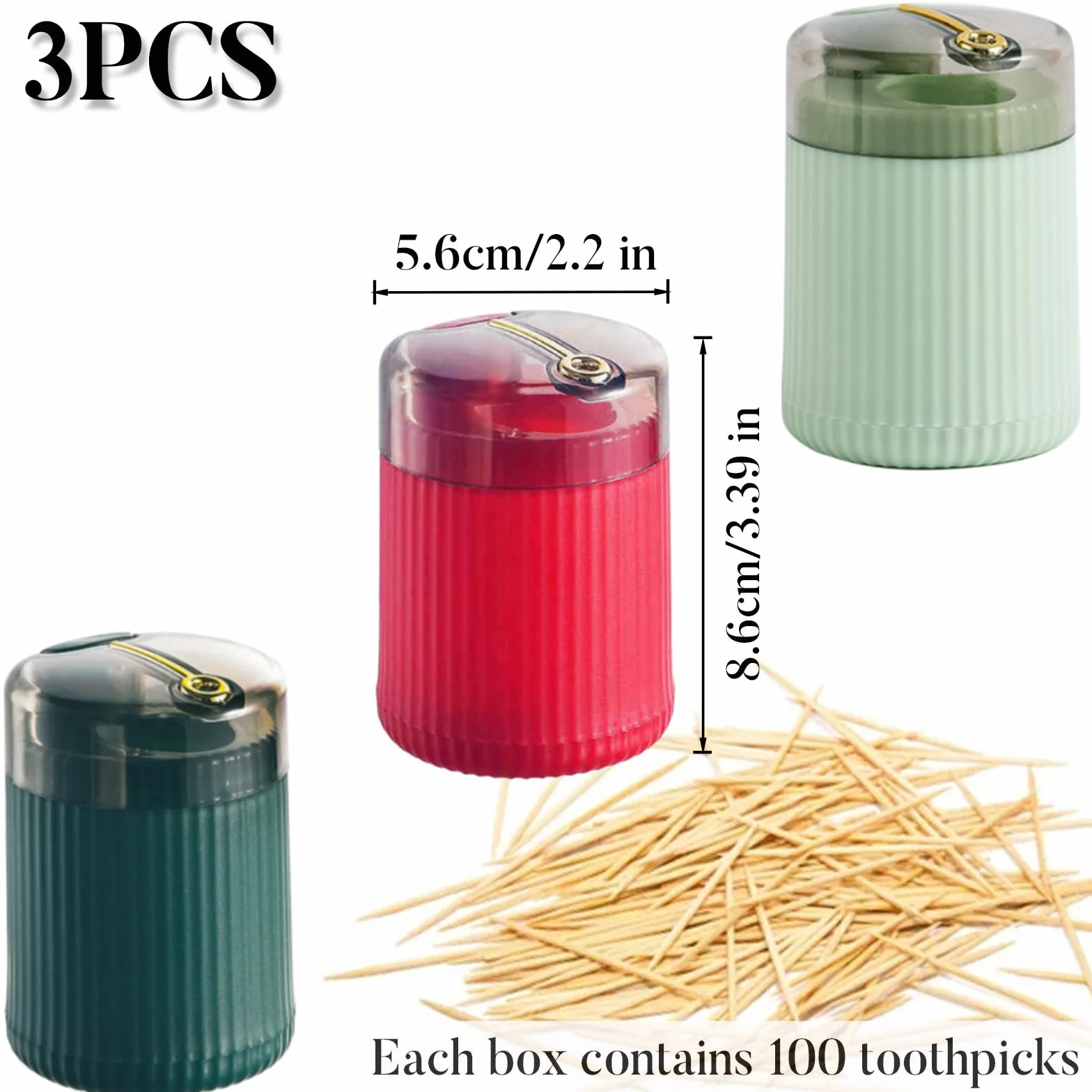 Distributeur Automatique de Cure-Dents Pop-Up Lot de 3 Multicolore