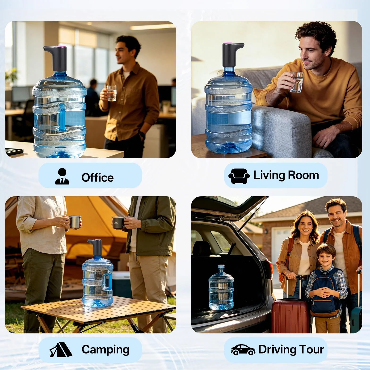 Distributeur d'eau Pompe à Eau Potable électrique 5 Gallons Robinet Rechargeable USB