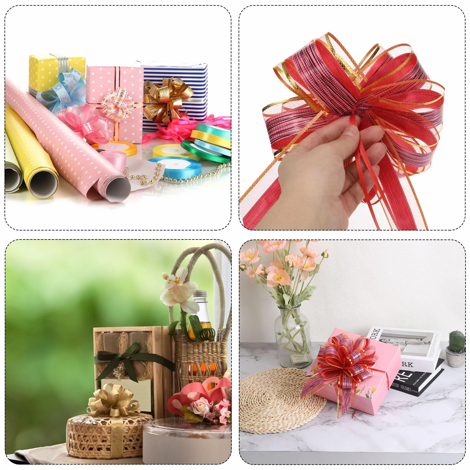 Noeud Cadeau Géant À Paillettes 10 Pcs 10 cm Argenté pour Emballage Cadeau Mariage Noël