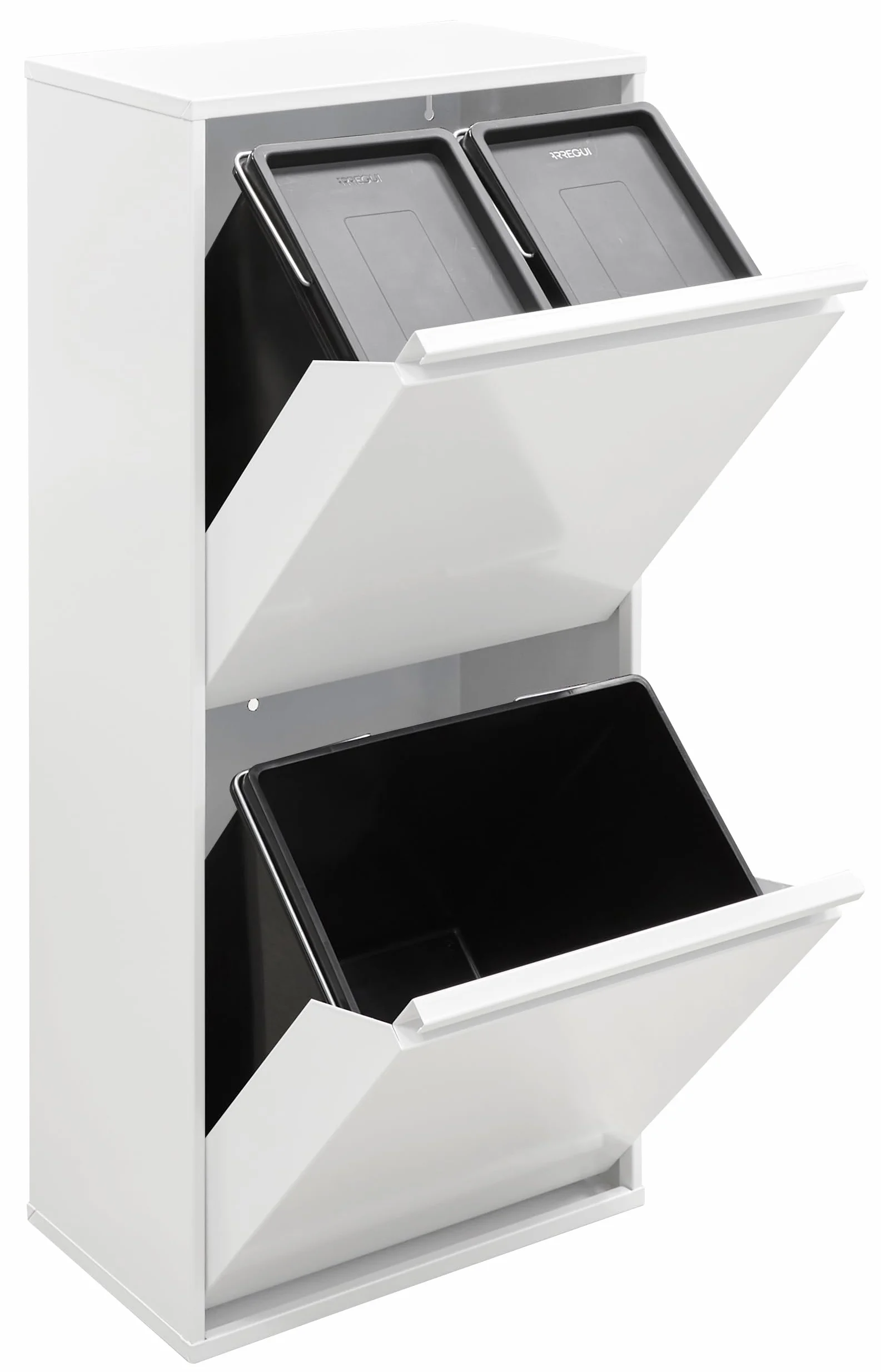 Arregui Basic CR401-B Poubelle de recyclage 3 compartiments 45 L Blanc