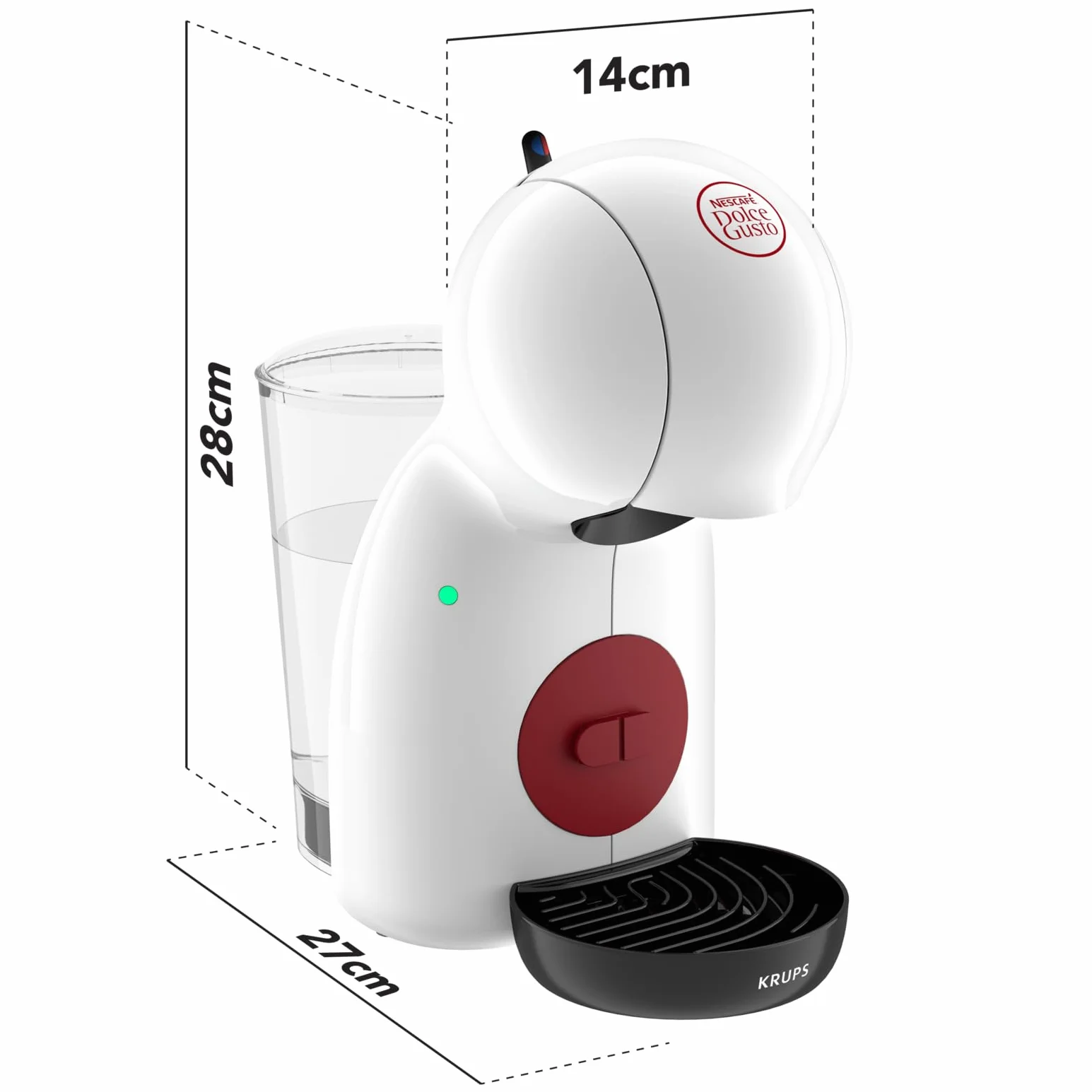 Nescafé Dolce Gusto Krups Machine à café Piccolo XS KP1A3110, 15 bars, Multi-boissons, Arrêt automatique