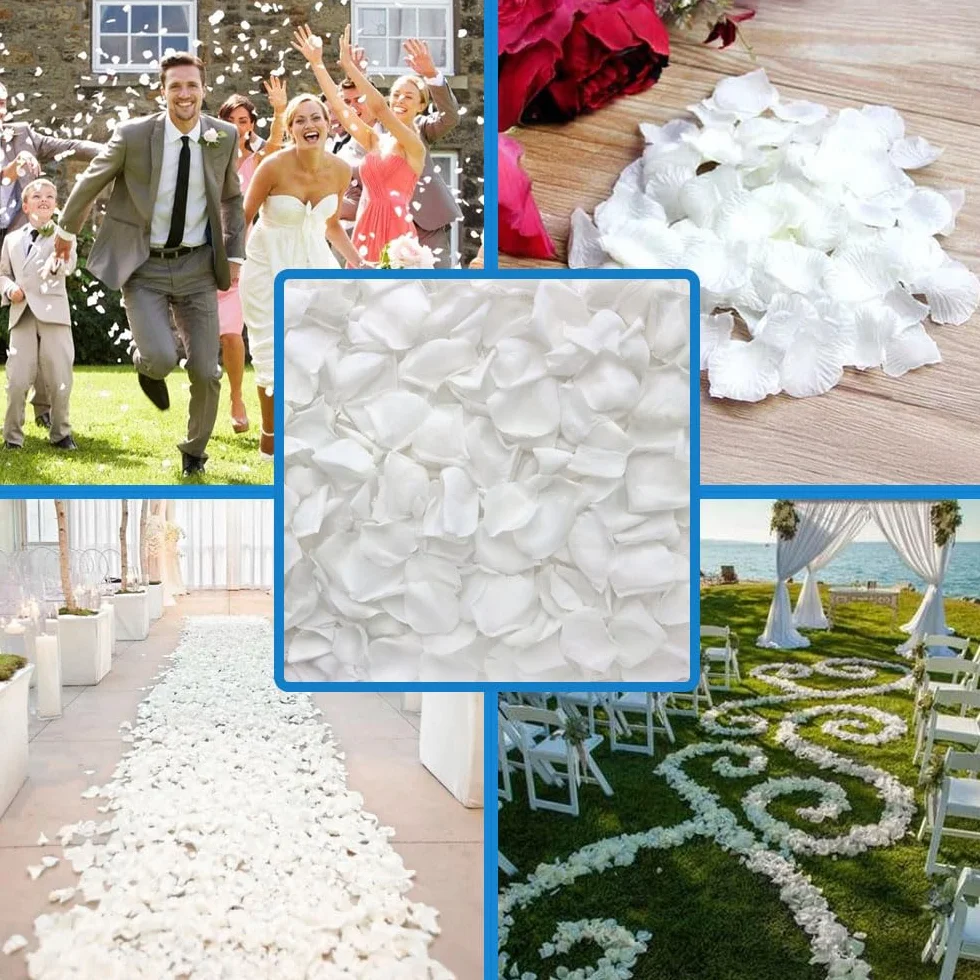 Jonami 1200 Pétales de Rose Artificielle Blanc en Soie Décoration Saint Valentin Mariage