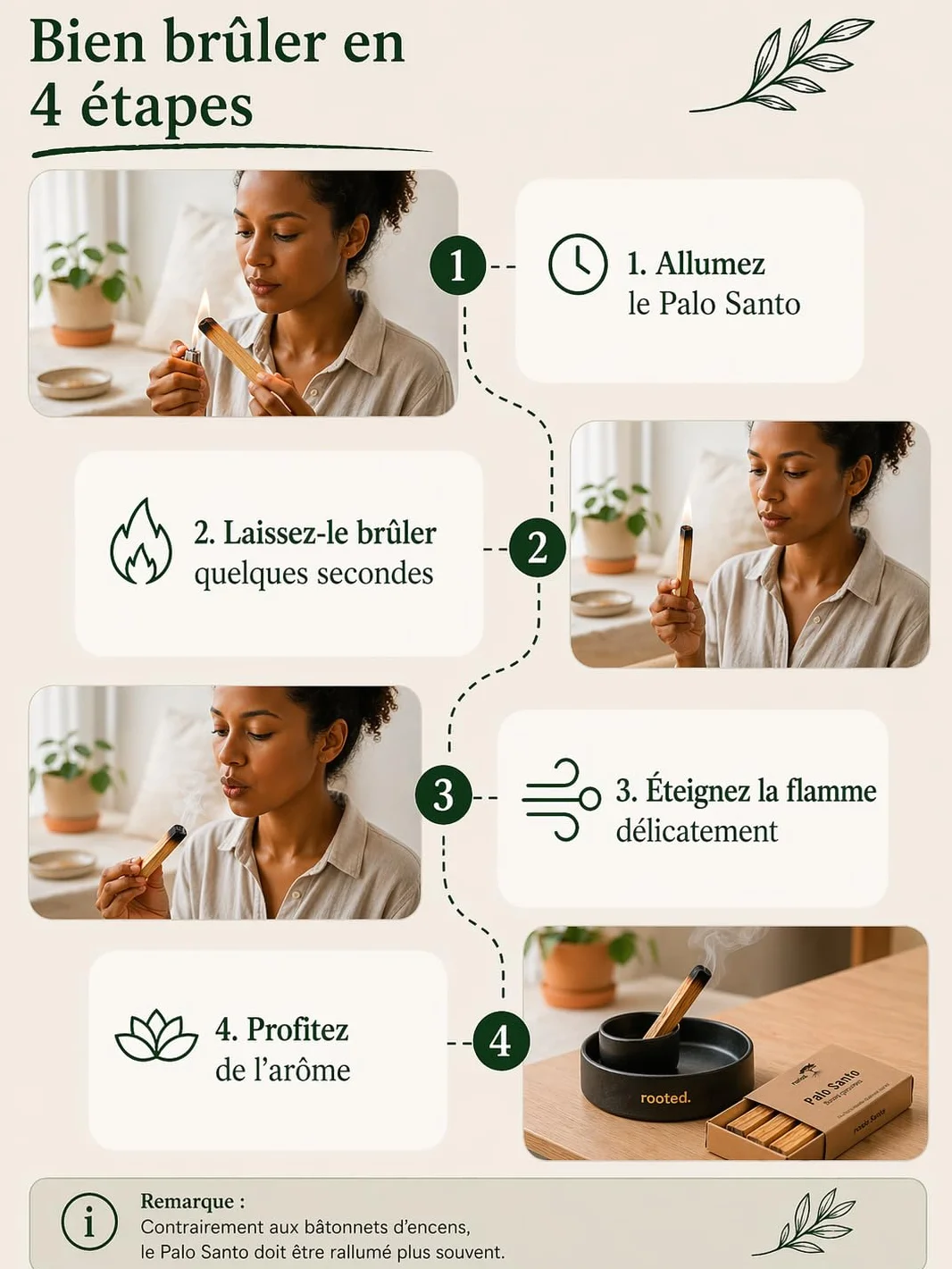 rooted.® L'Original Palo Santo - Bois sacré du Pérou - Encens - Méditation et Purification - Récolte Durable