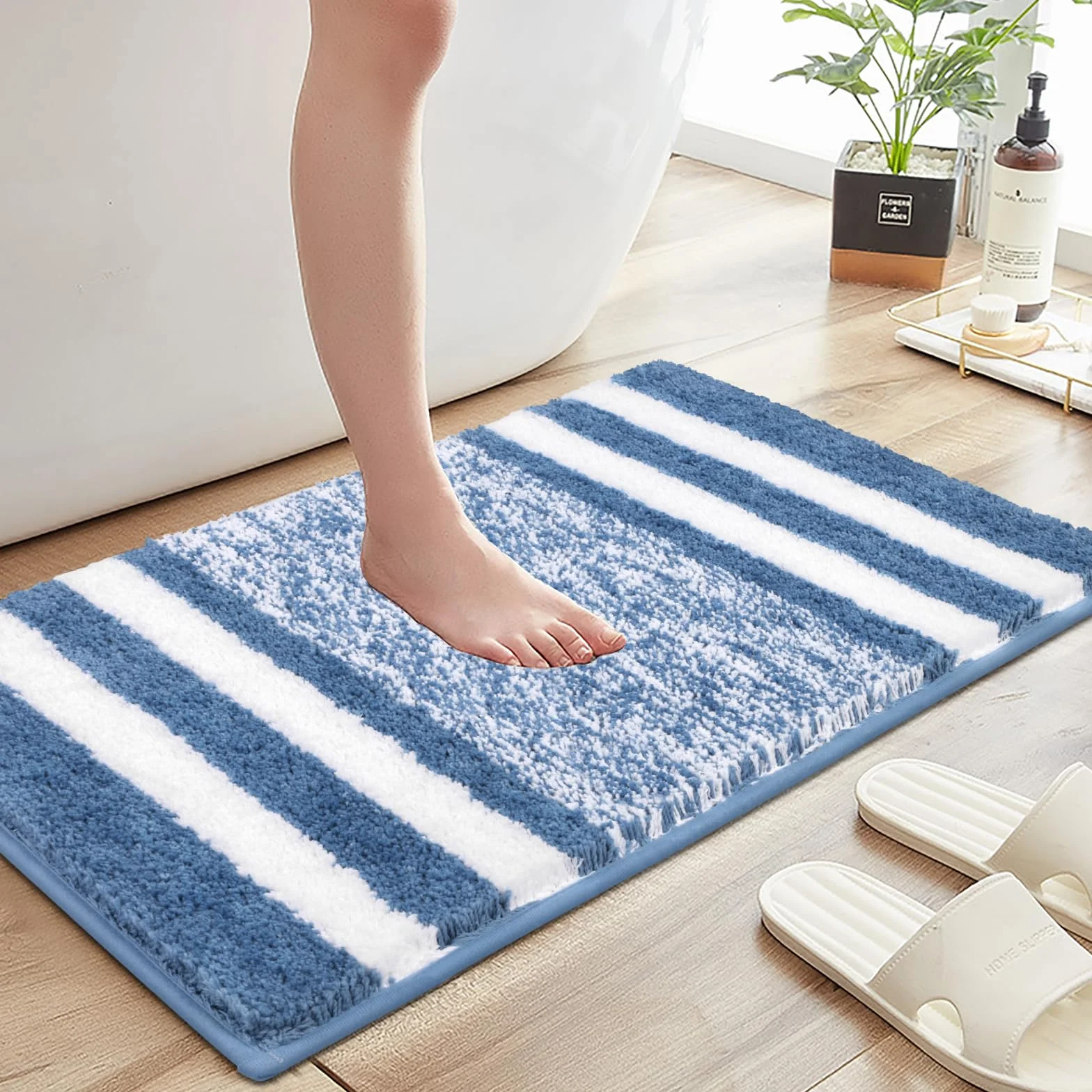 Pauwer Doux Tapis de Bain Antidérapant 50 x 80 cm Microfibre Absorbant Lavable