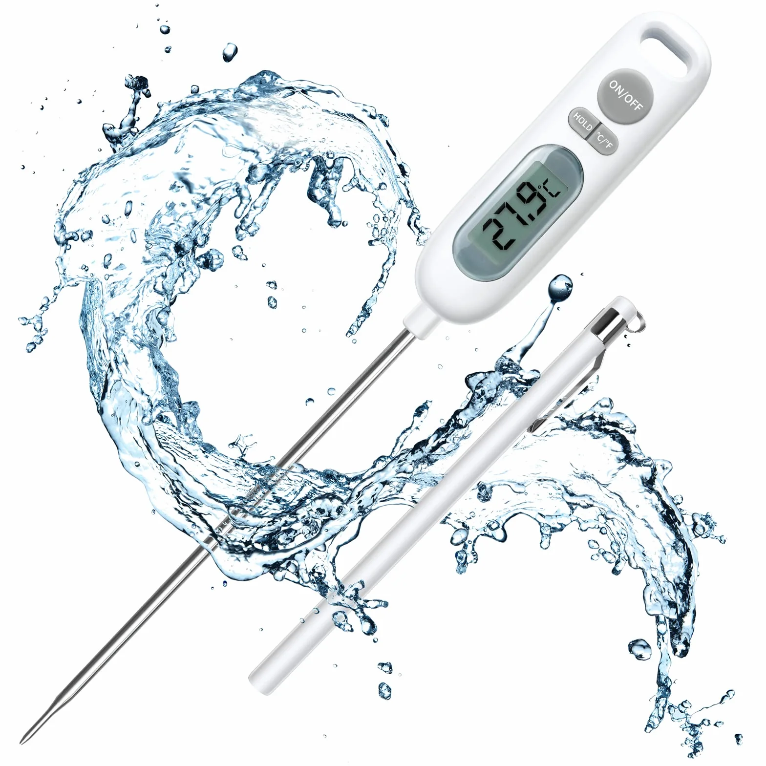 HORJOR Thermomètre de Cuisson Digital 141mm Sonde pour Barbecue Viande Patisserie