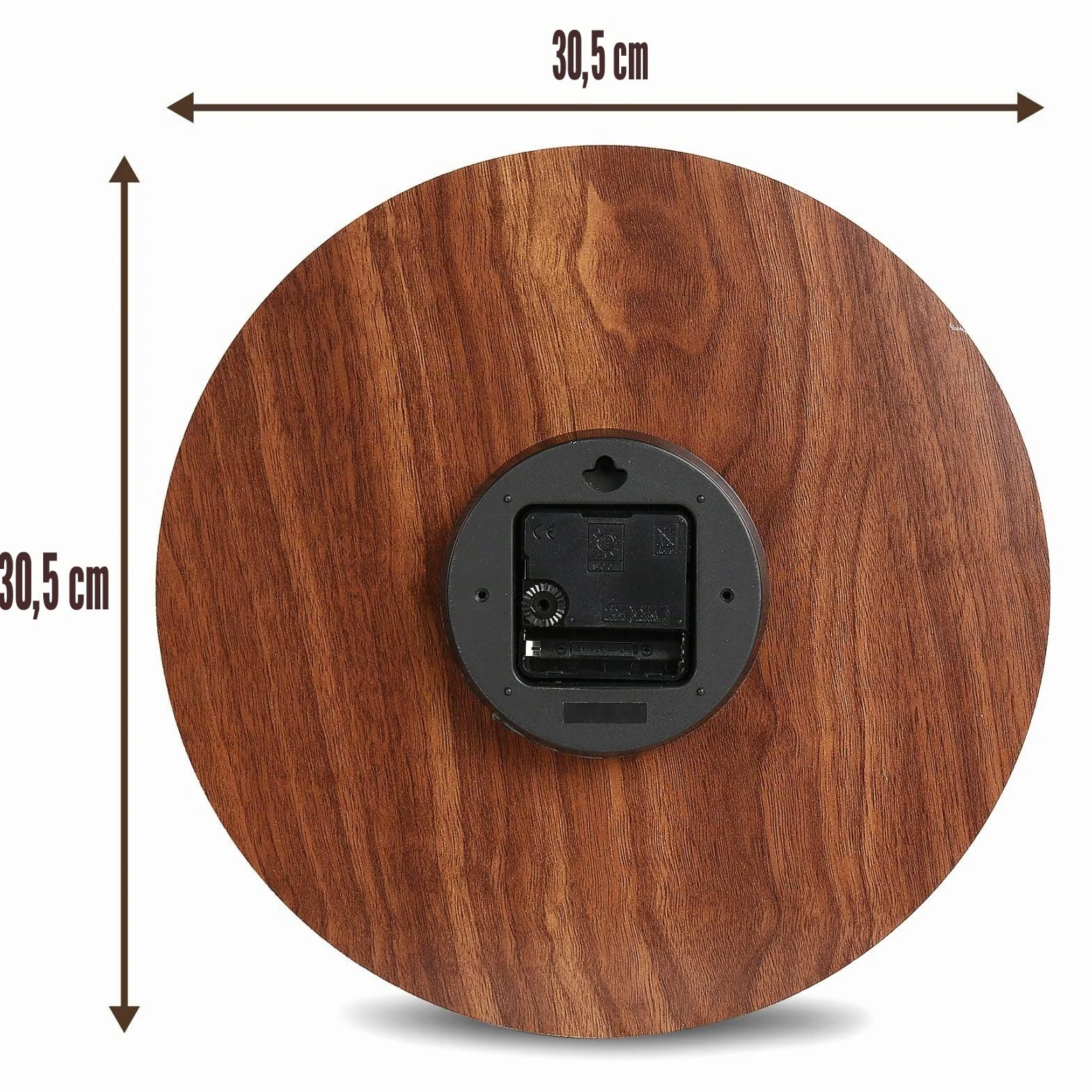 Plumeet Horloge Murale Bois 30cm Quartz Silencieux Noyer Rustique
