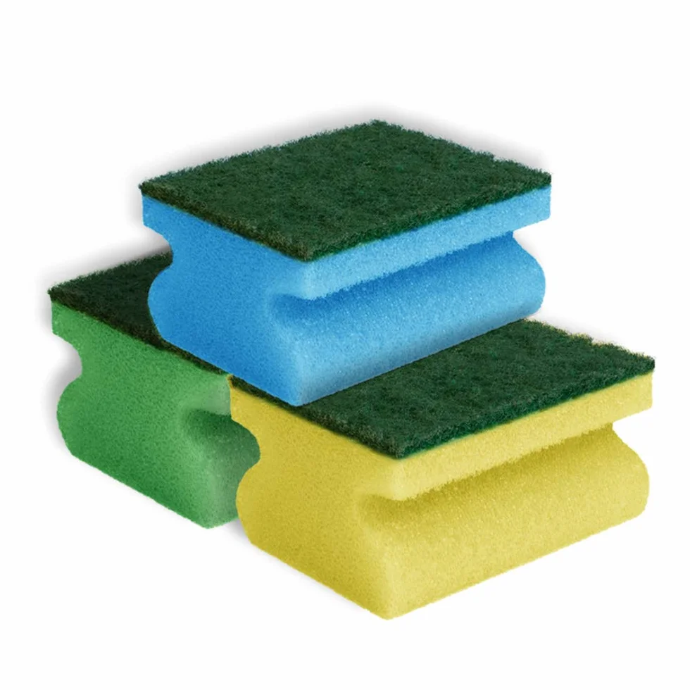 York Eponges a Vaisselle Profilees Protege Ongles Forme Ergonomique Lot de 5 Tampons a Recurer Double Face Mousse Grattoir Cuisine