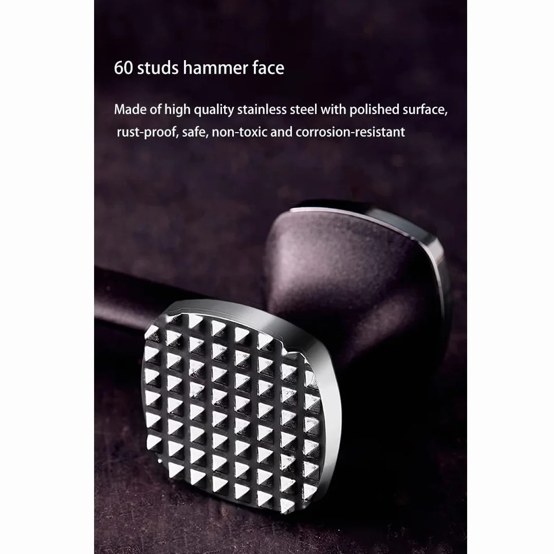 Attendrisseur de Viande en Acier Inoxydable, Marteau Double Face pour Steak, Poulet, Porc, Lave-Vaisselle