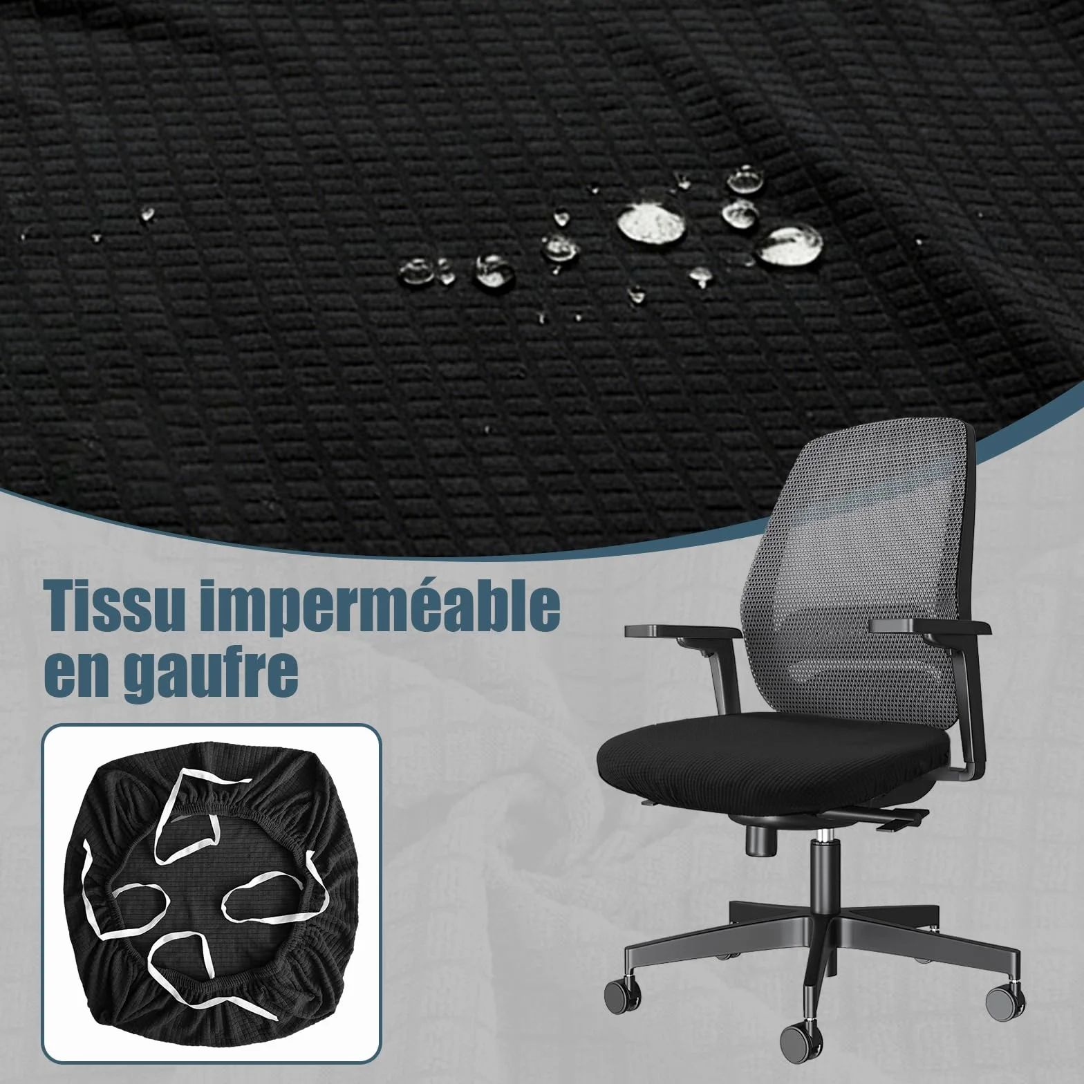 MagiDeal Housse de siège de Bureau Noire Protection Coussin pour Ordinateur