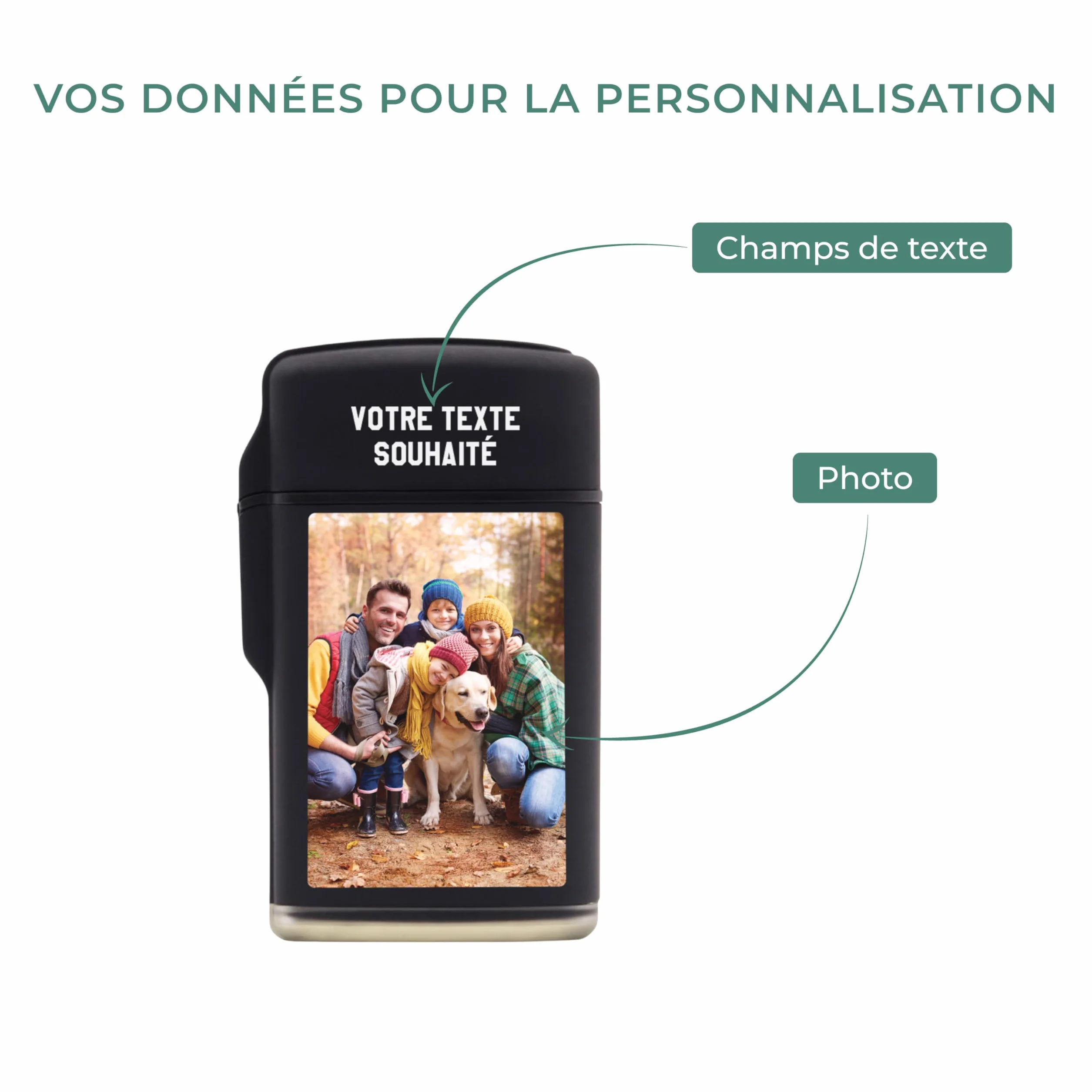 LAUBLUST Briquet personnalisé pour Homme avec Photo, Noir | Cadeaux personnalisés pour Hommes avec Gravure