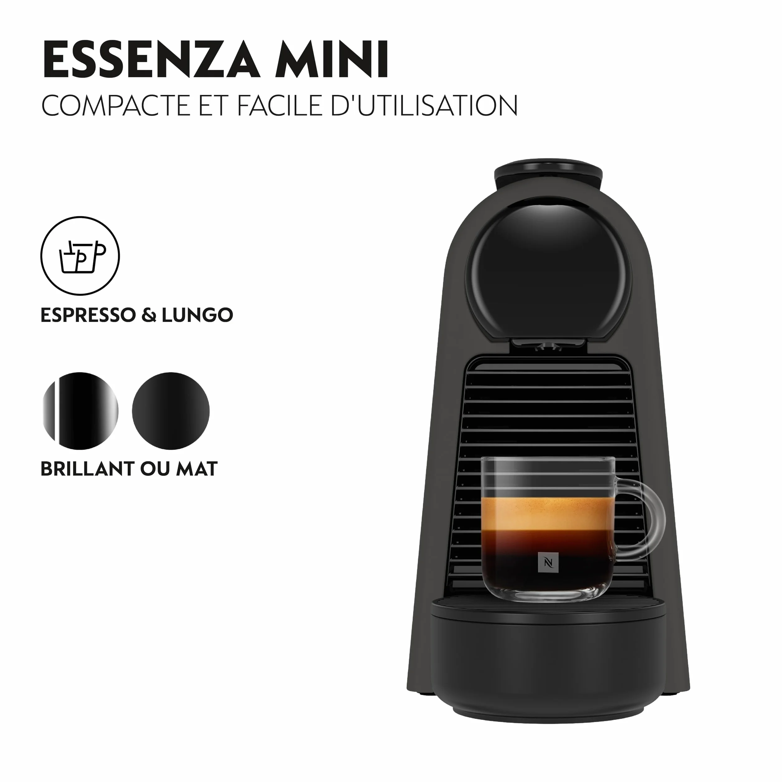 De'Longhi Nespresso Essenza Mini Machine à Café à Capsules, Pression 19 Bars, Noir Mat (EN85.BKMT)