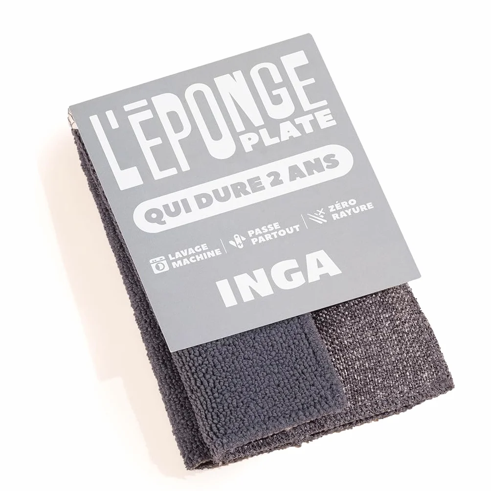 Eponges Plates Réutilisables Lavables INGA - Face Grattante et Absorbante
