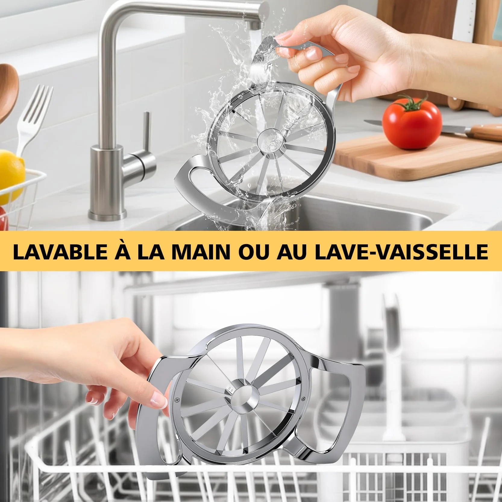 Coupe Pomme en Acier Inoxydable 12 Lames Extra-large, Trancheuse de Pomme Robuste