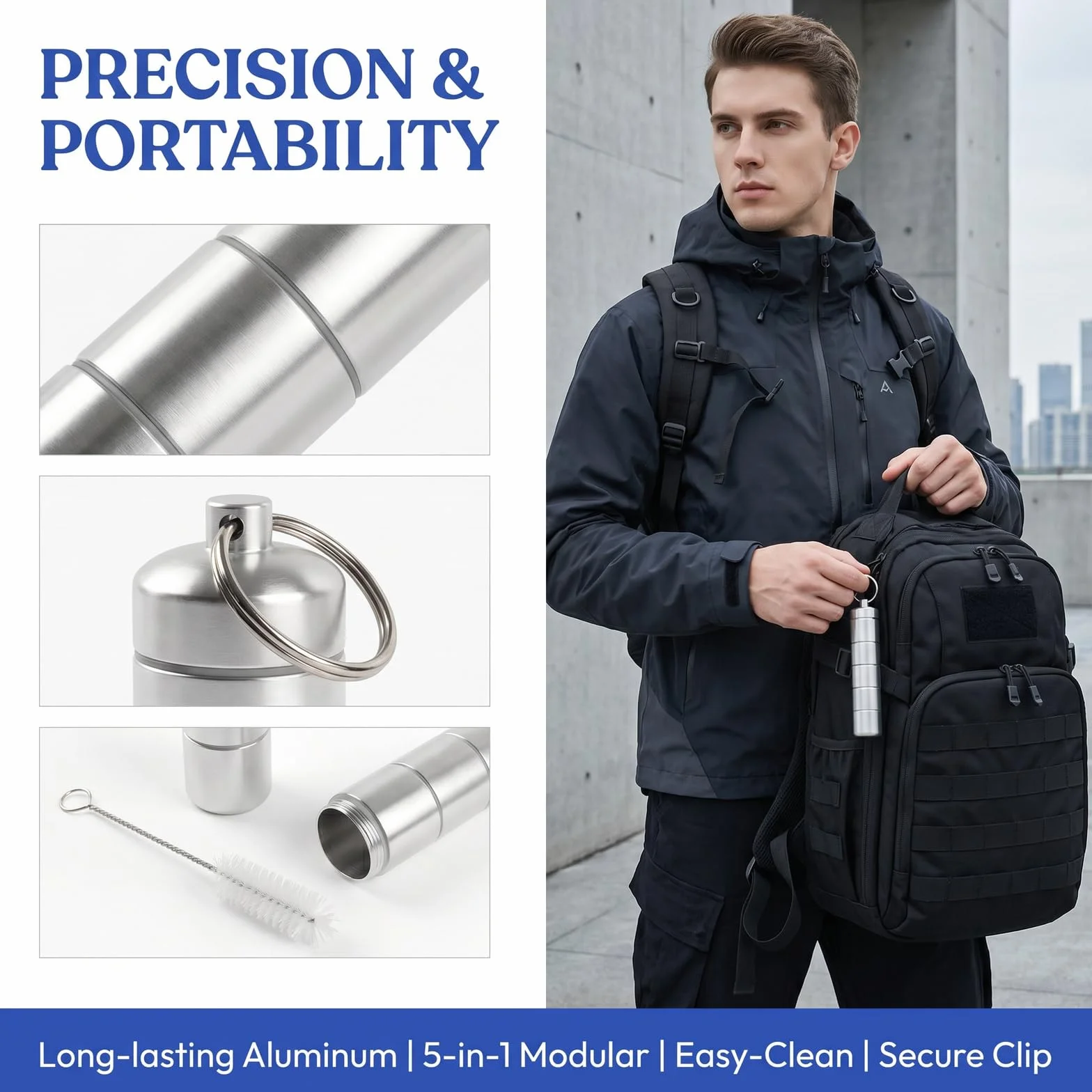 Aluminium Étanche Boite à Épice 5-en-1 Set de 2 Mini Récipients à Épices pour Voyage Pique-Nique