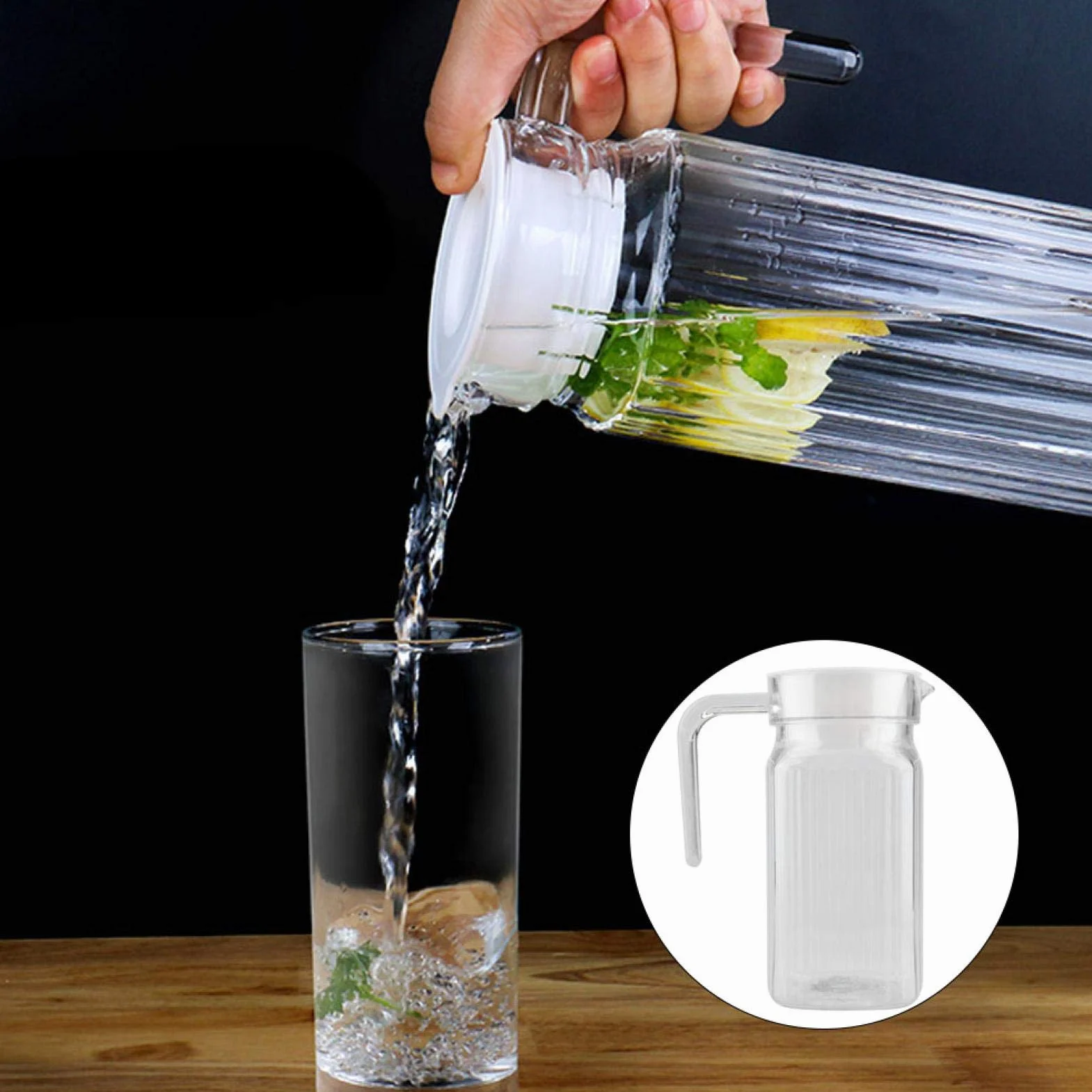 Pichet en Plastique 0,8 L Carafe Eau avec Couvercle Poignée
