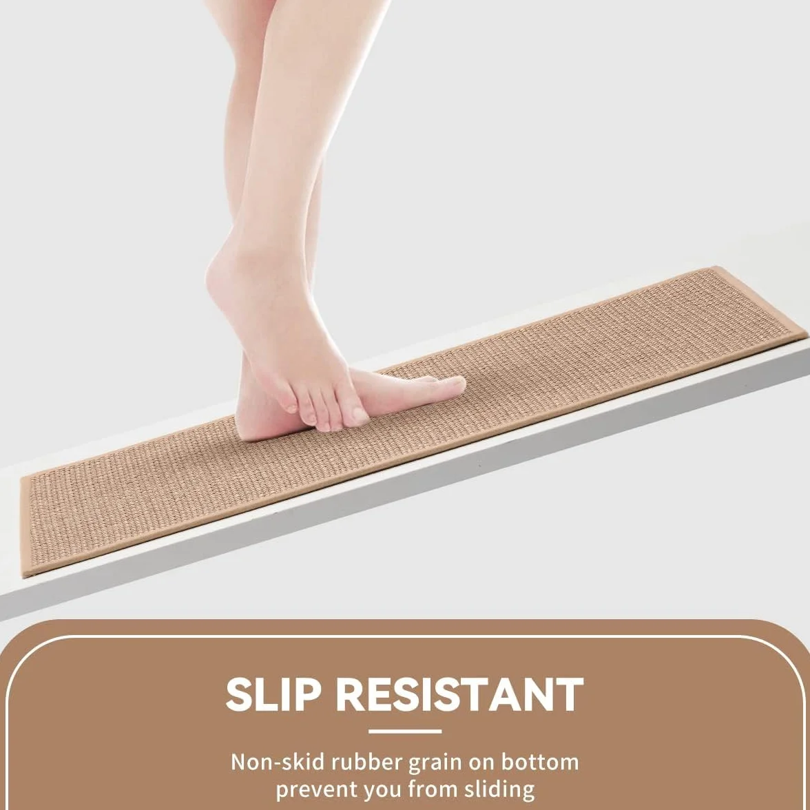 Lot de 2 tapis de cuisine en lin lavables antidérapants anti-taches