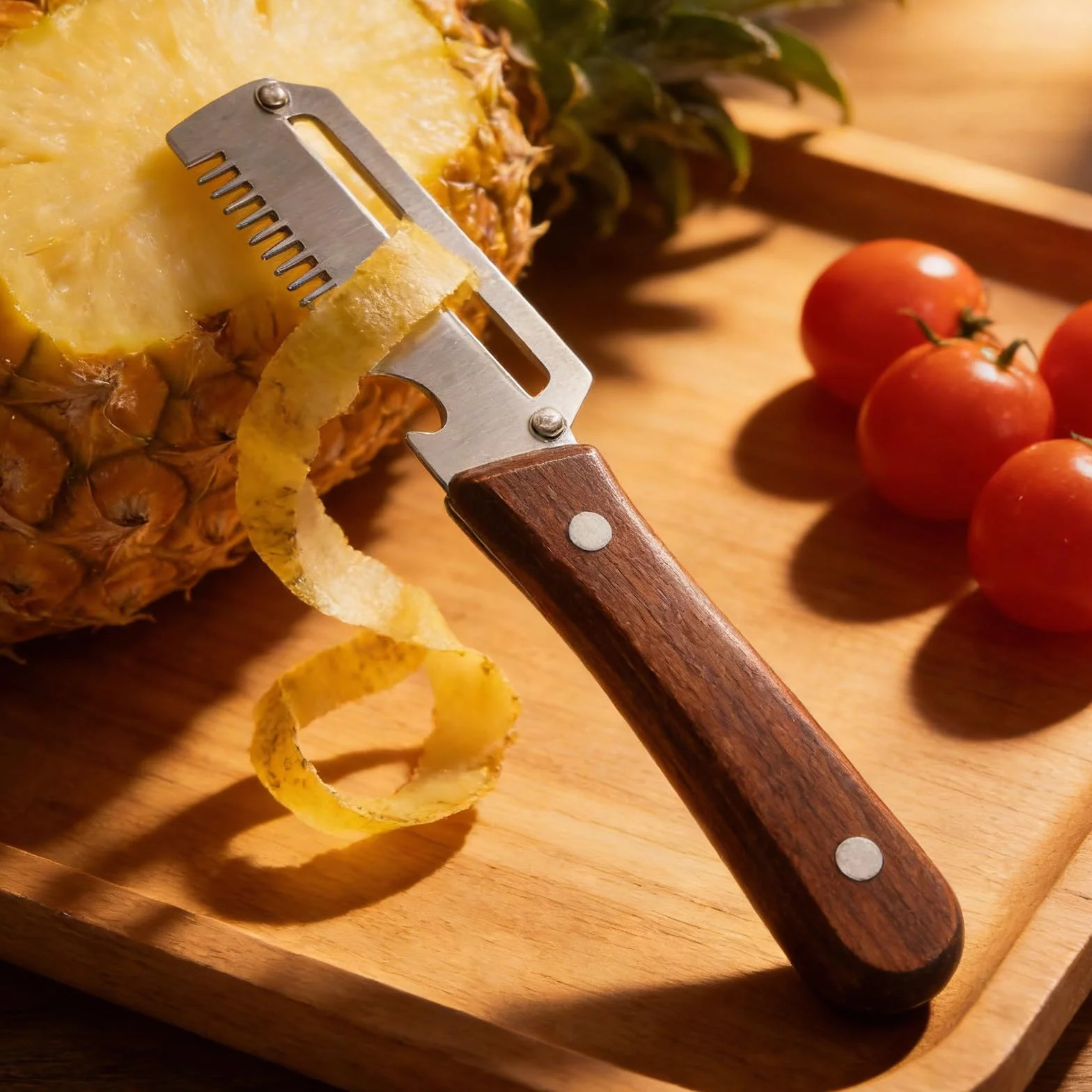 Lot de 2 Éplucheur à LScallion Slicer multifonctions 2 en 1 avec manche en bois pour légumes fruits oignons