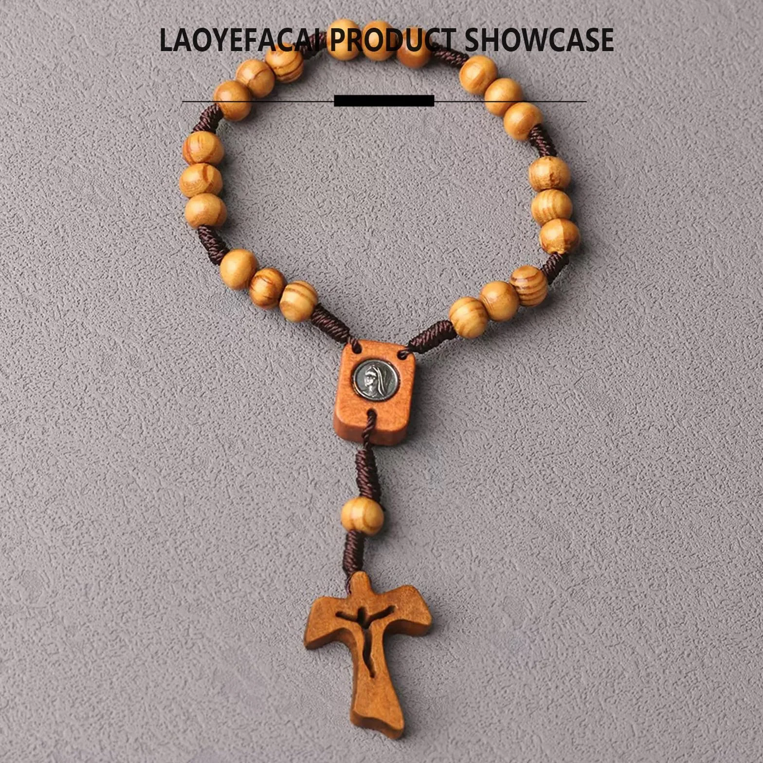 Croix en bois Chapelet Catholique avec Sac Première Communion Cadeau Fille Baptême Décoration Crucifix Garçon