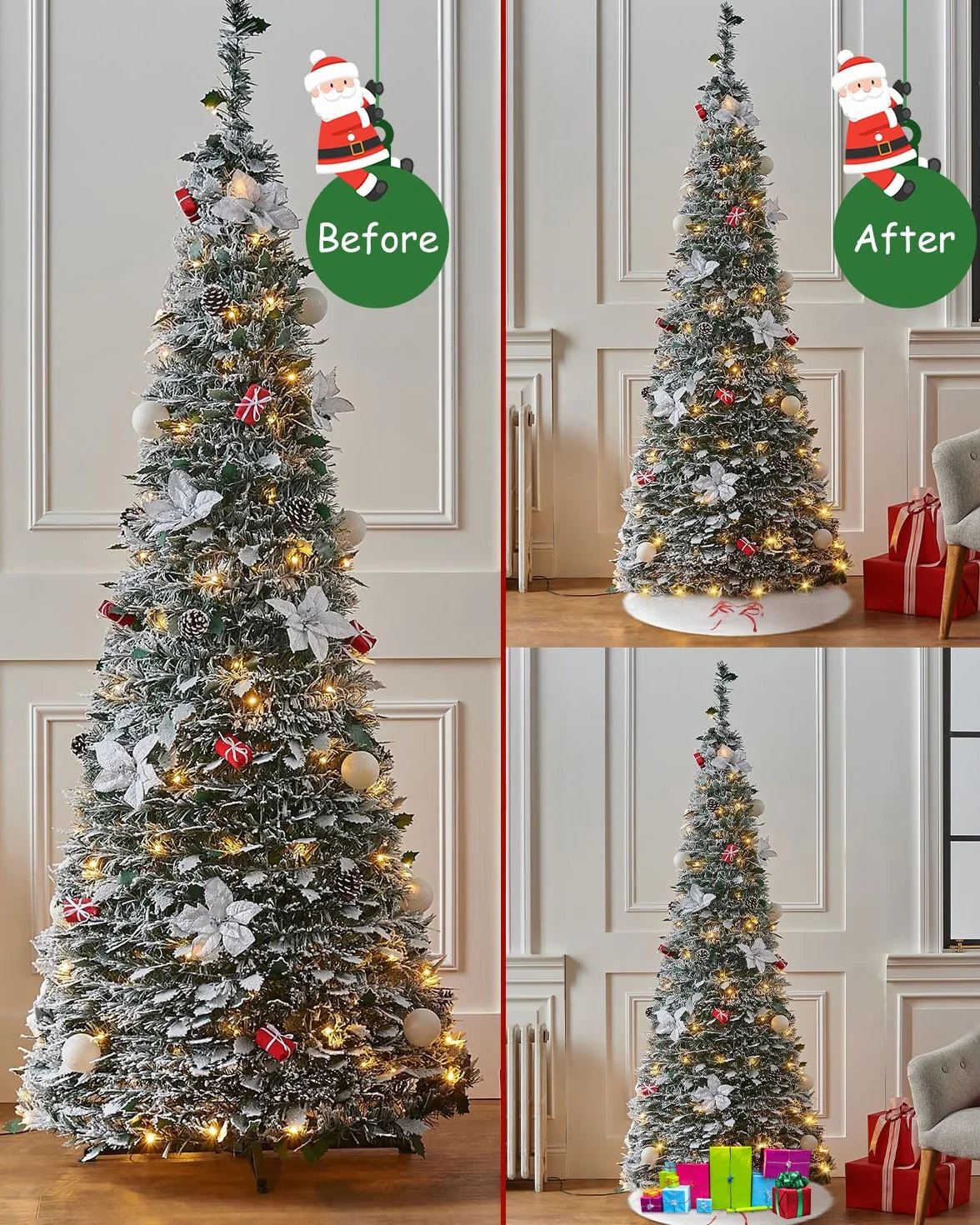 Jupe de Sapin de Noël Rond 120 cm Blanc Peluche