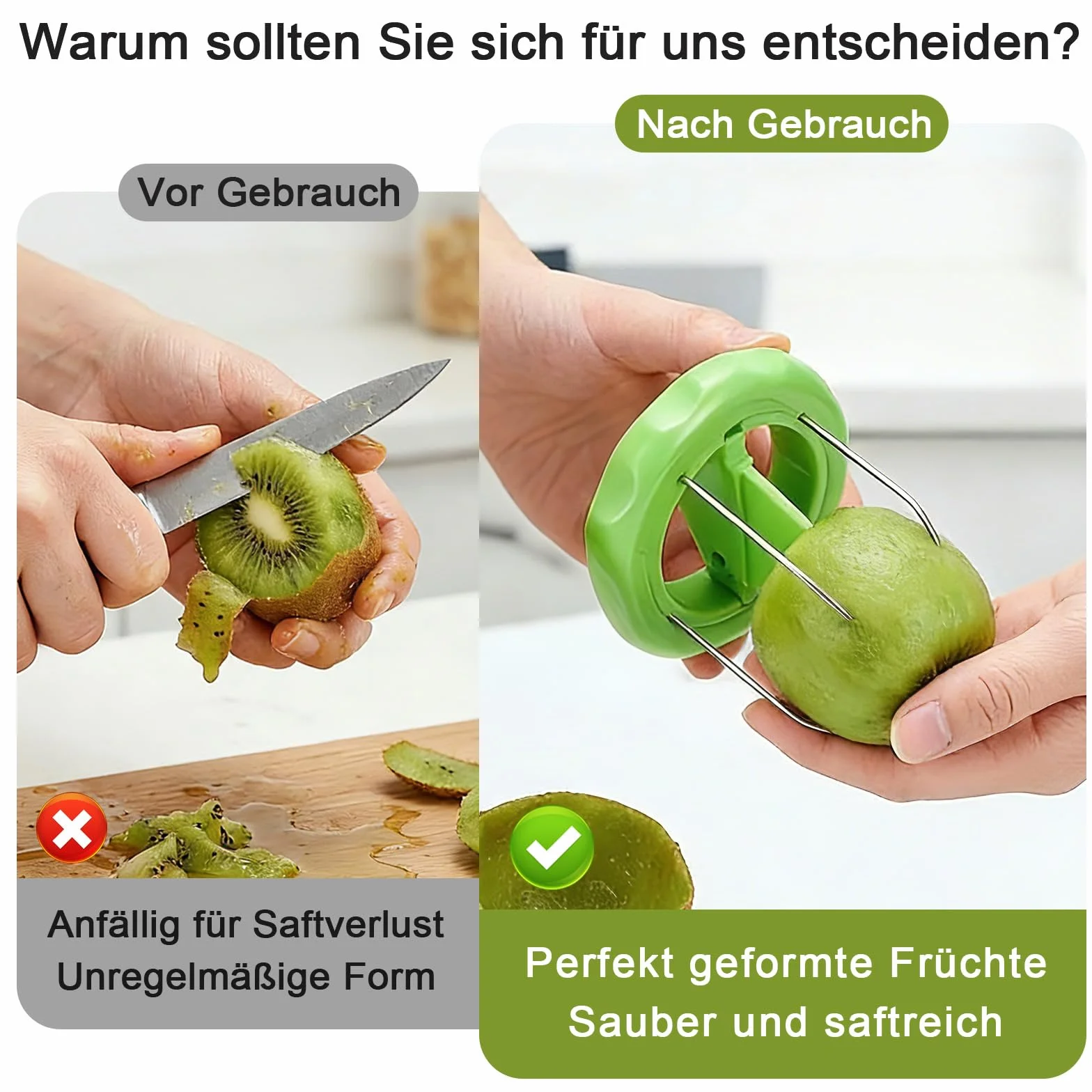 Lot de 3 éplucheurs de kiwi coupe-kiwi en plastique - Mini coupe-fruits - Ustensiles de cuisine