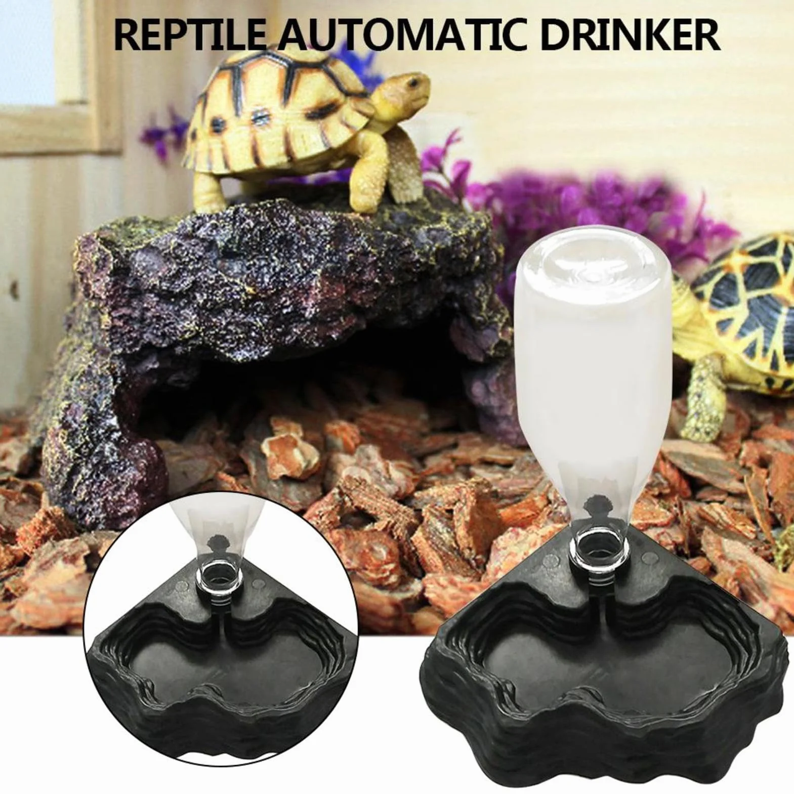 Distributeur d'eau pour reptiles Fontaine automatique pour terrarium cascade siphon amphibien bol à boire