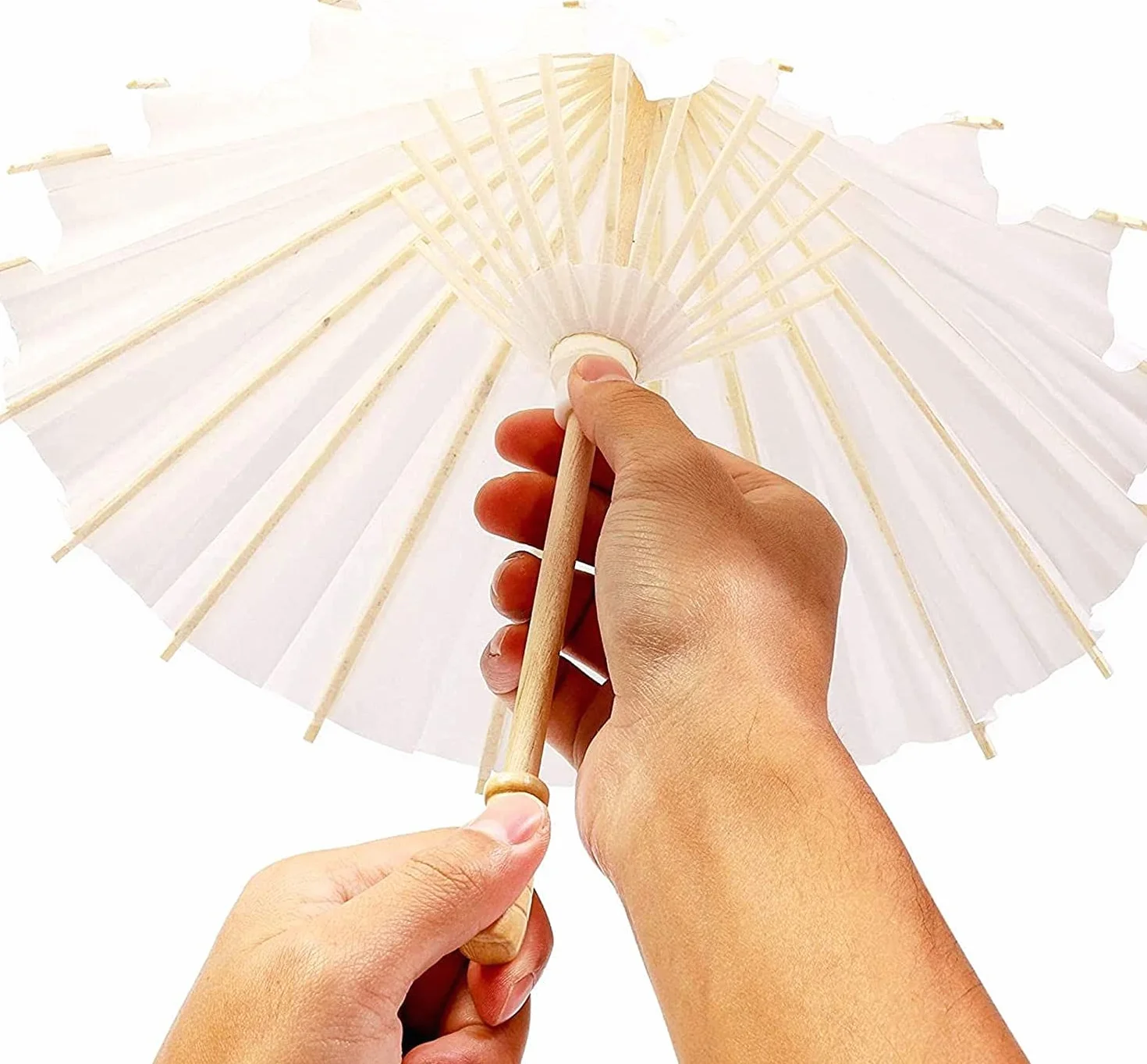 Ombrelle Chinoise Fait à La Main Blanc 20cm Parapluie en Papier Décoratif Mariage
