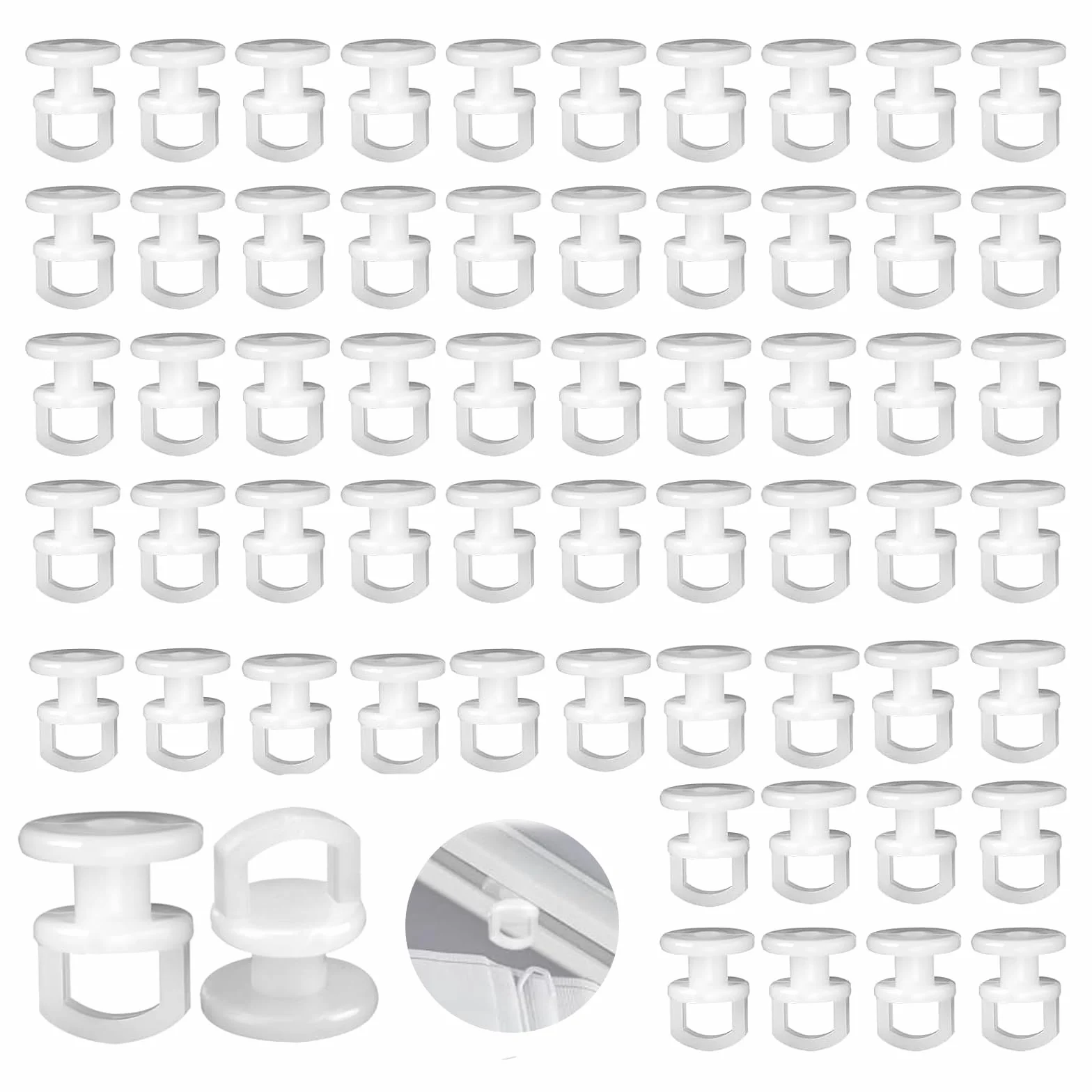 NIYATA 100Pcs Crochet de Rideau Rail Glisseur, Blanc pour Voitures, Bus et Autobus Scolaires