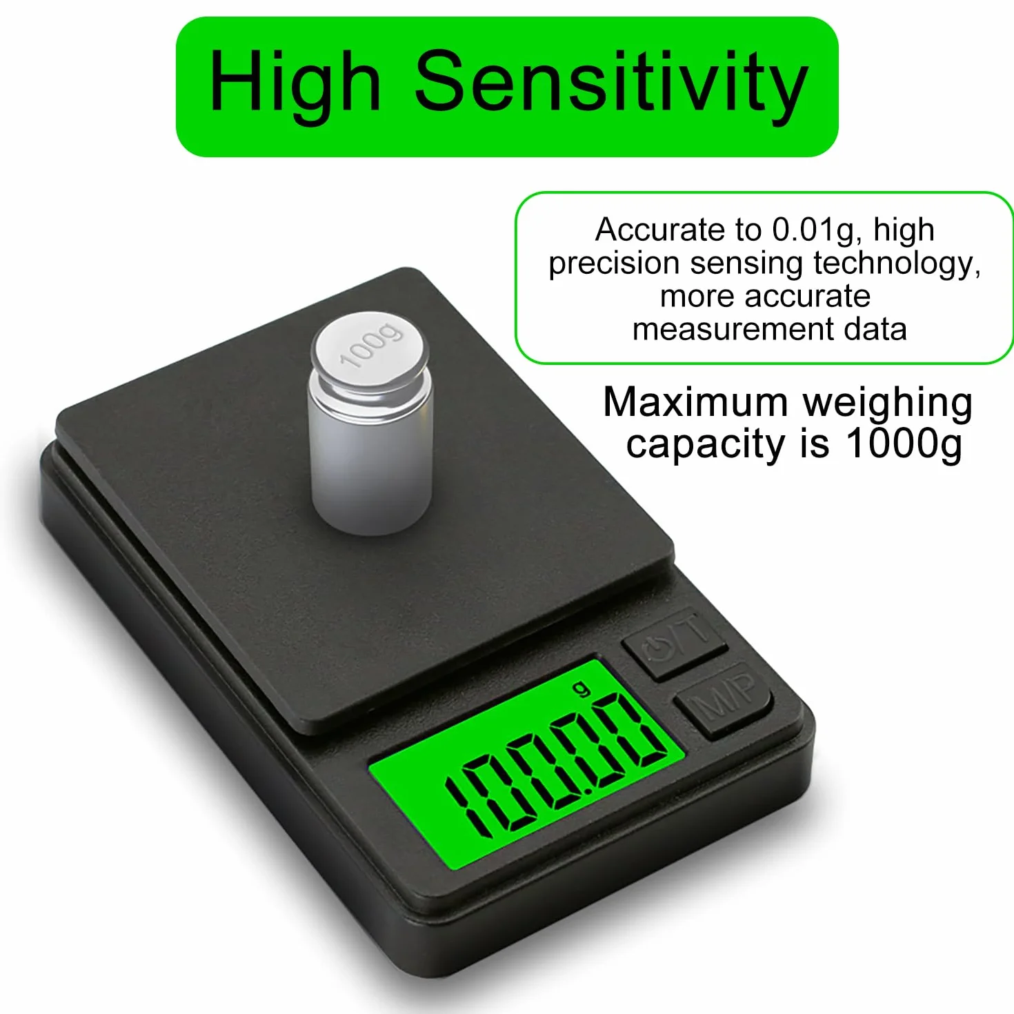 Balance de cuisine numérique portable GeekerChip 0,01 g/1000 g écran LCD