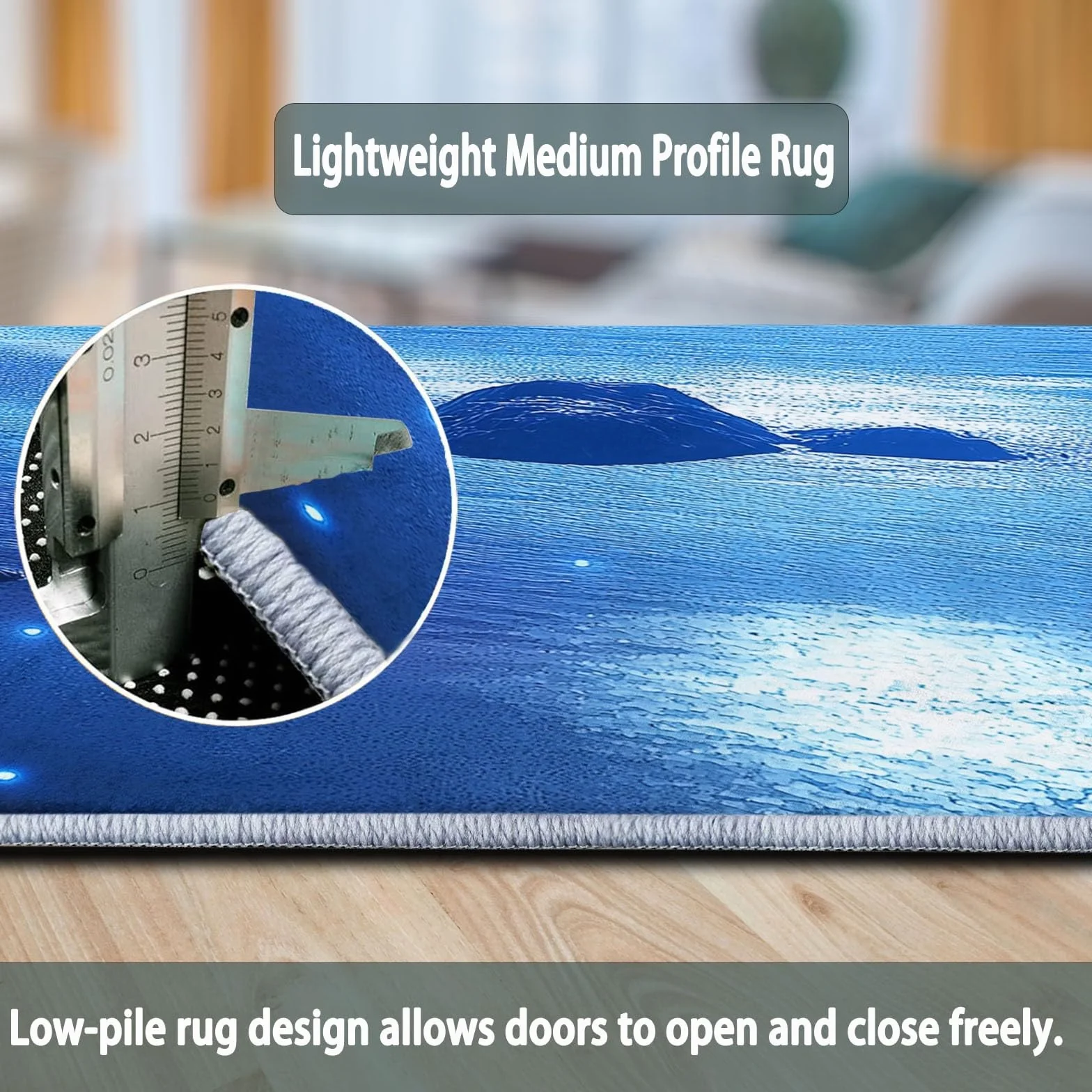 Tapis Salon Poil Court 80 x 150 cm Bleu Foncé Lavable en Machine Antidérapant