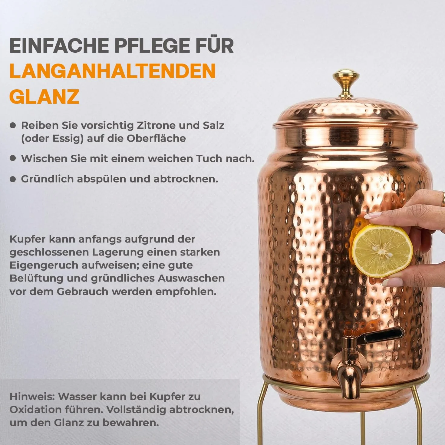 Distributeur d'eau en cuivre 5 l avec 2 tasses et support, réservoir cuivre pur, robinet anti-fuite