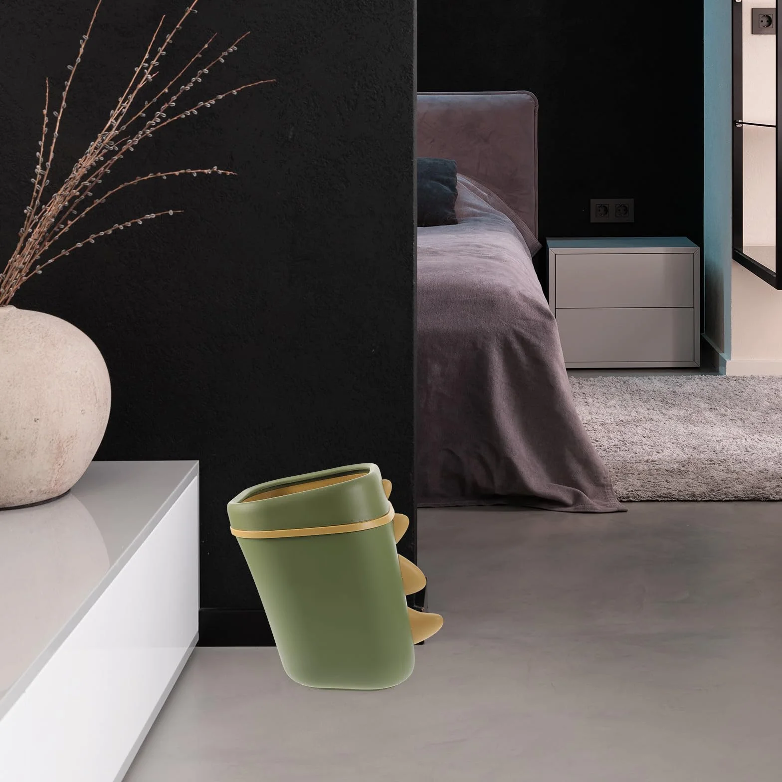 Lurrose Poubelle Dinosaure Verte Grosse Capacité Plastique Résistant Corbeille Décorative pour Chambre