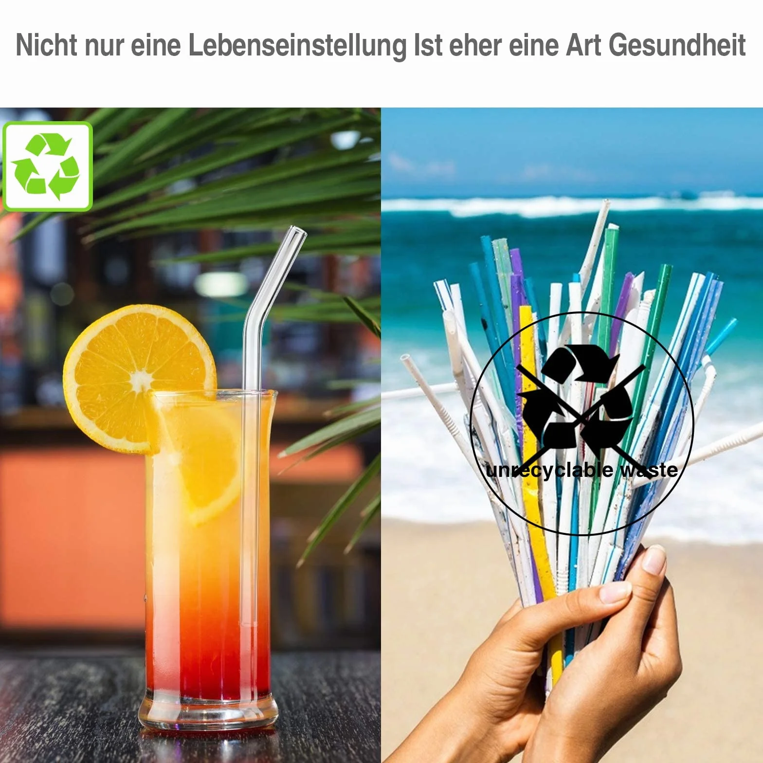 Pailles en Verre Réutilisables 20cm Transparente Courbée avec Brosses de Nettoyage
