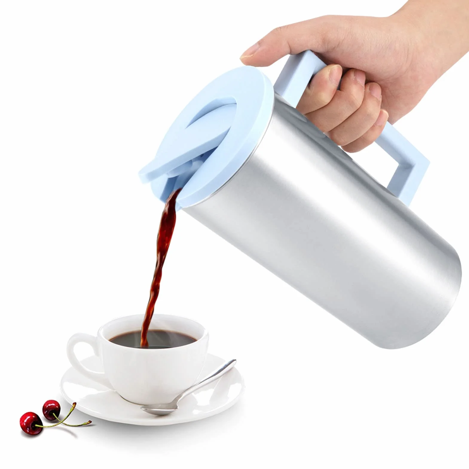 Pichet à Eau en Verre 1,8 L - Moderne, Bleu, pour Thé et Infusion