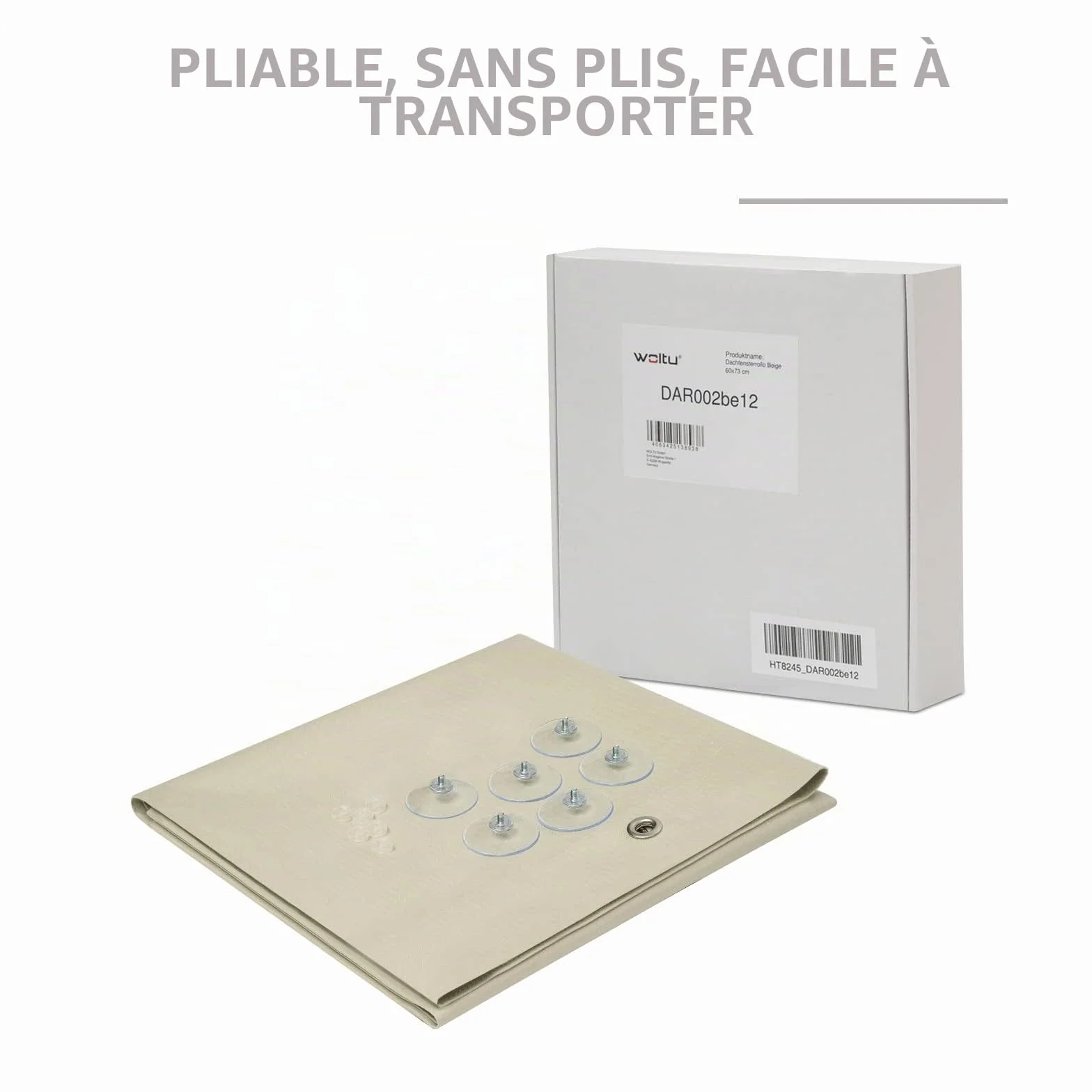 Store Occultant sans Percage pour Fenetre de Toit, Rideau Occultant Thermique avec Ventouses, 60x73cm, Beige